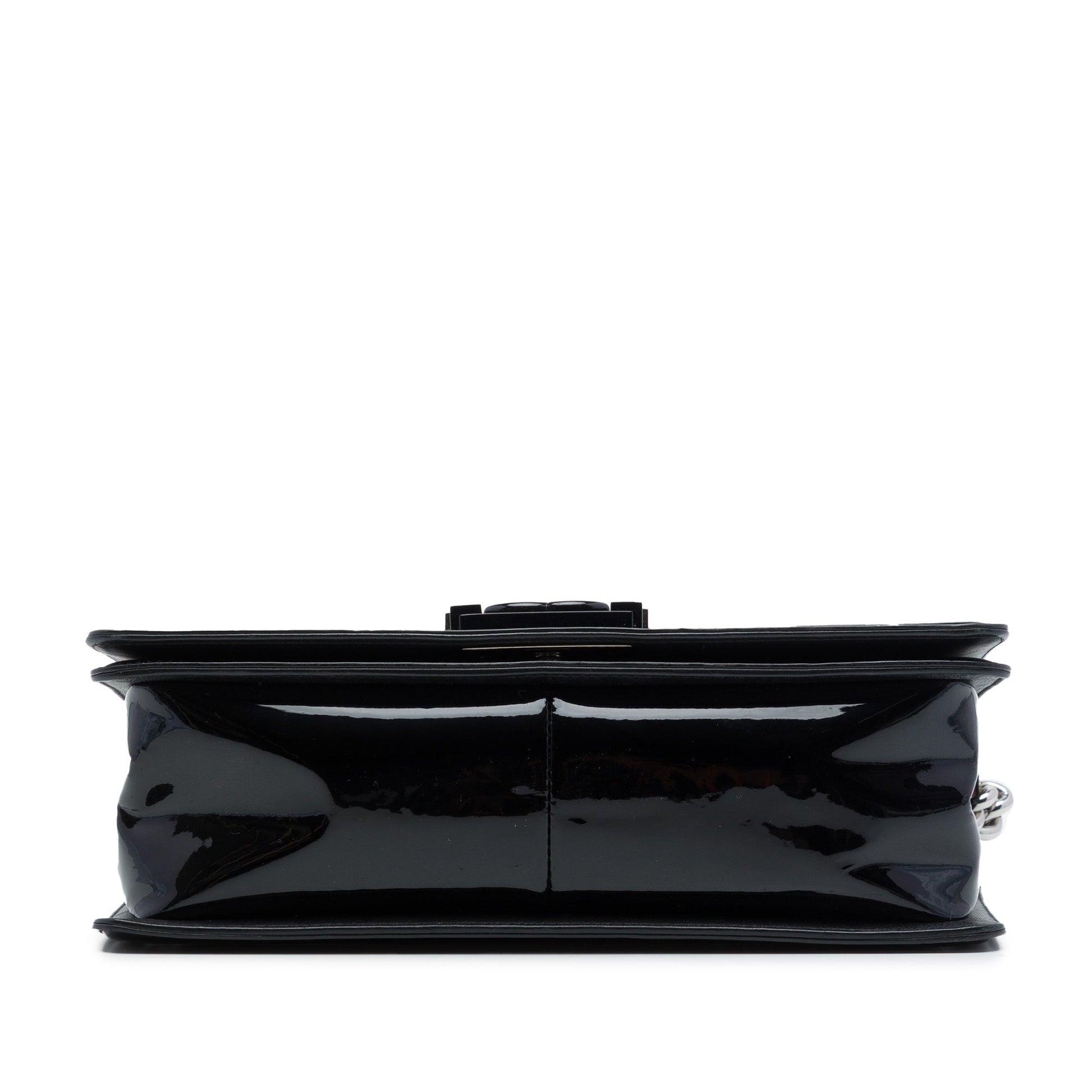 Chanel Old Medium Quilted Patent Acrylic Boy Flap