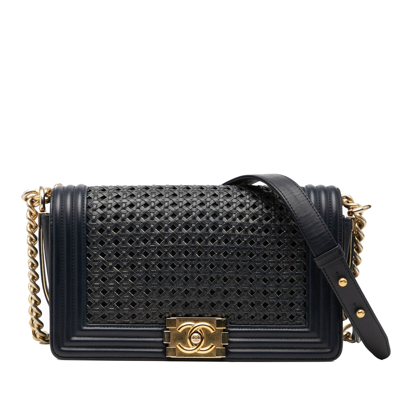 Chanel Old Medium Braided Sheepskin Boy Flap