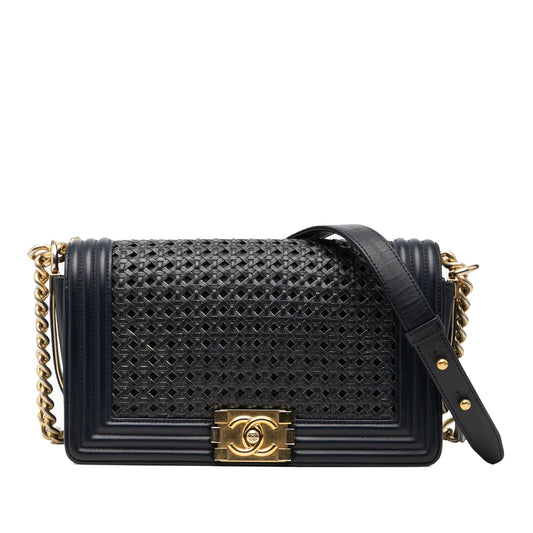 Chanel Old Medium Braided Sheepskin Boy Flap