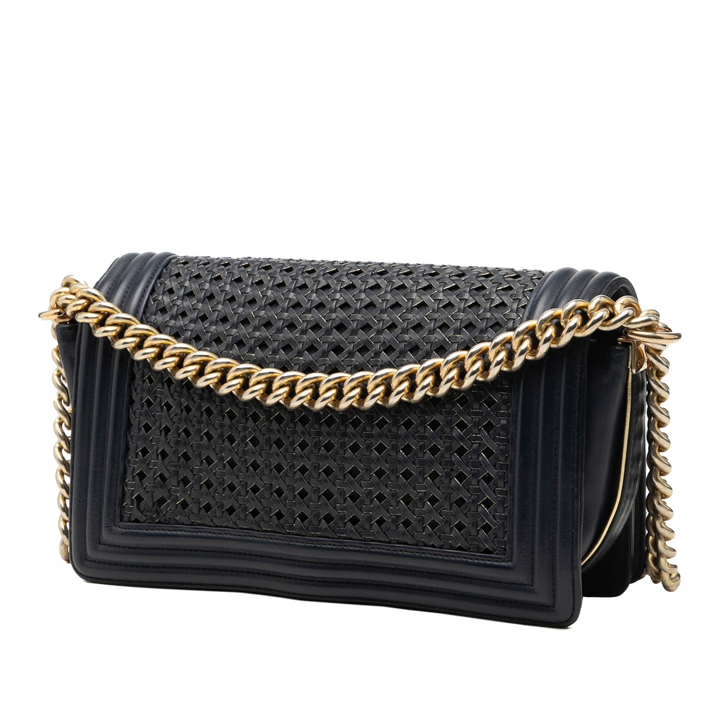 Chanel Old Medium Braided Sheepskin Boy Flap