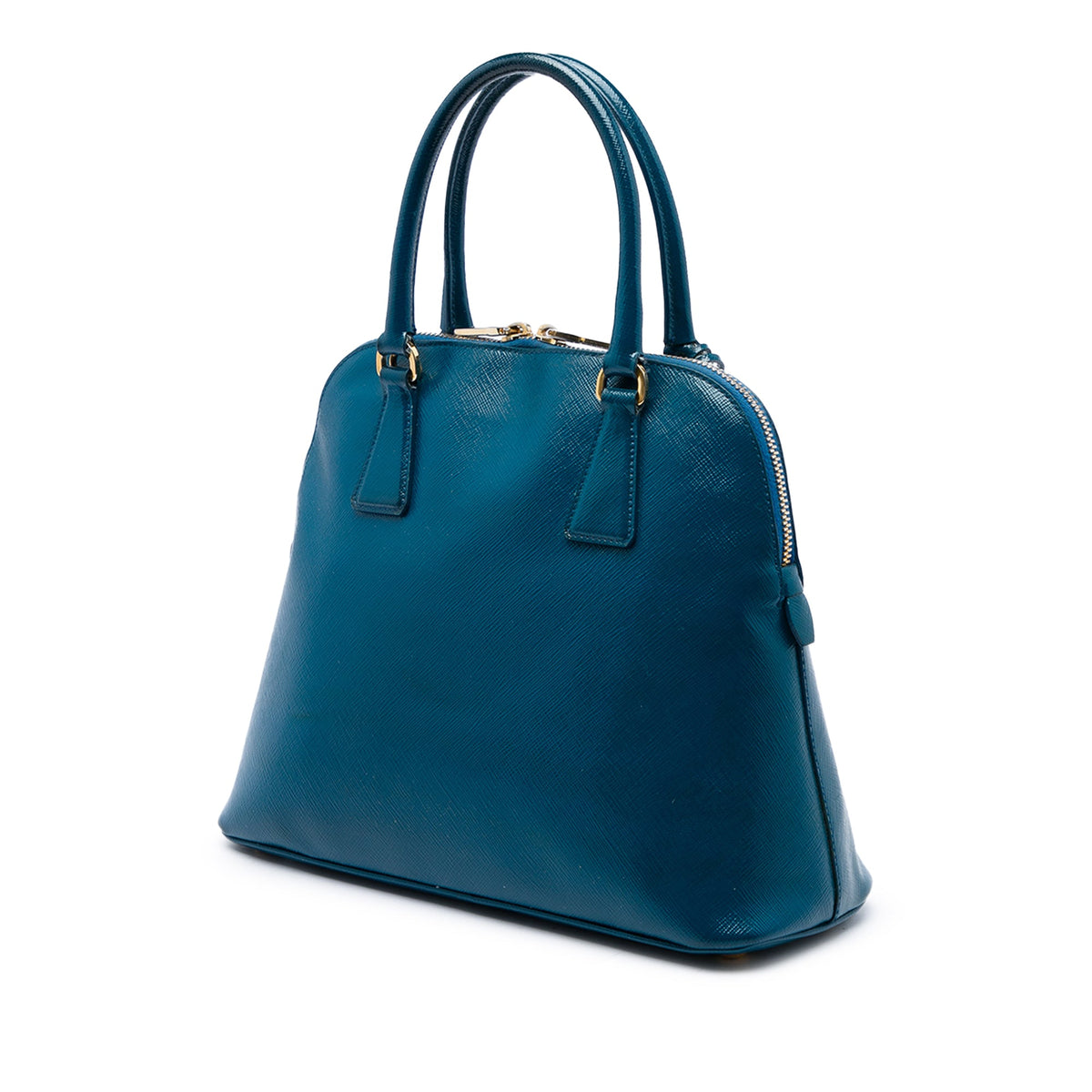 Prada Saffiano Vernice Dome Satchel — Blue