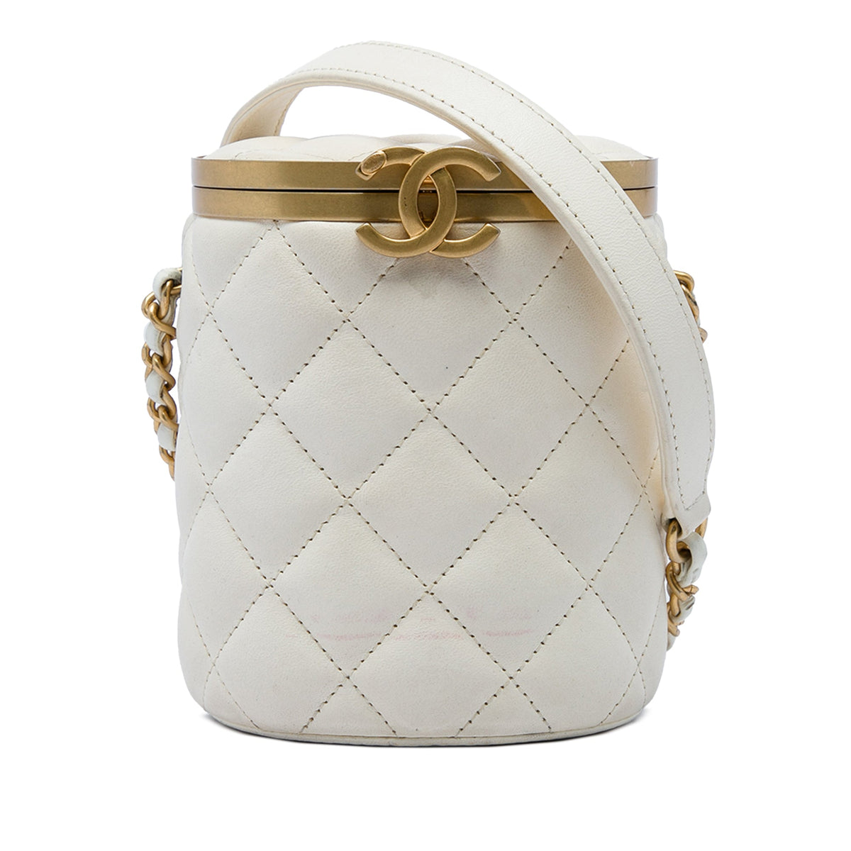 Chanel Mini Quilted Lambskin Crown Box Bag — White