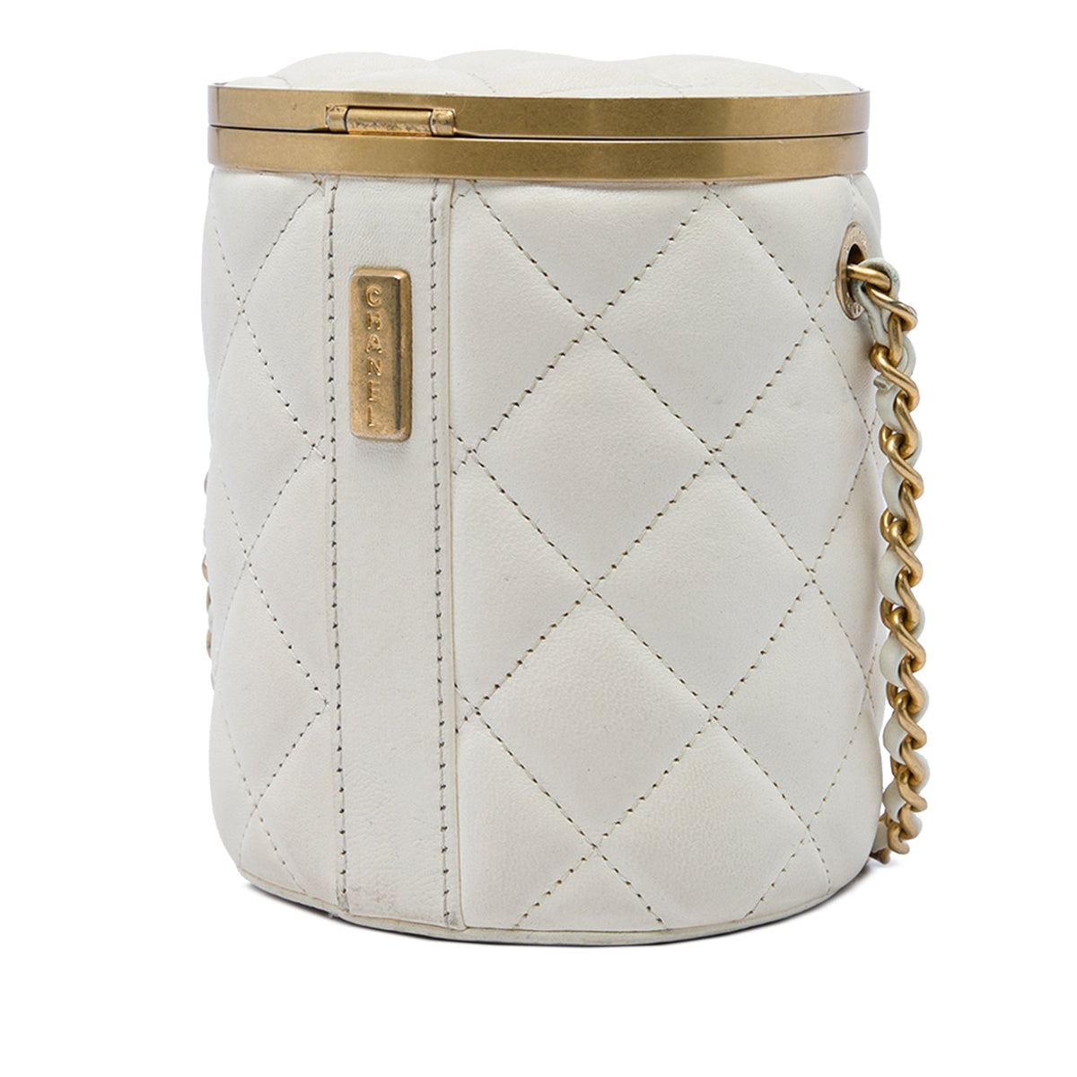 Chanel Mini Quilted Lambskin Crown Box Bag — White