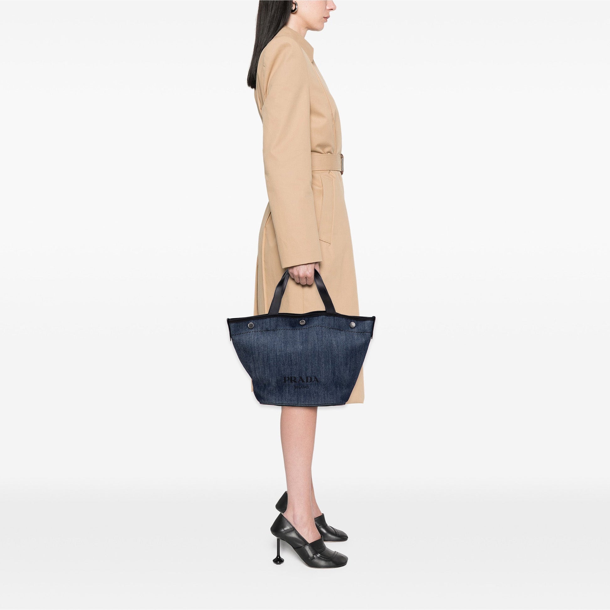 Prada Denim Logo Satchel