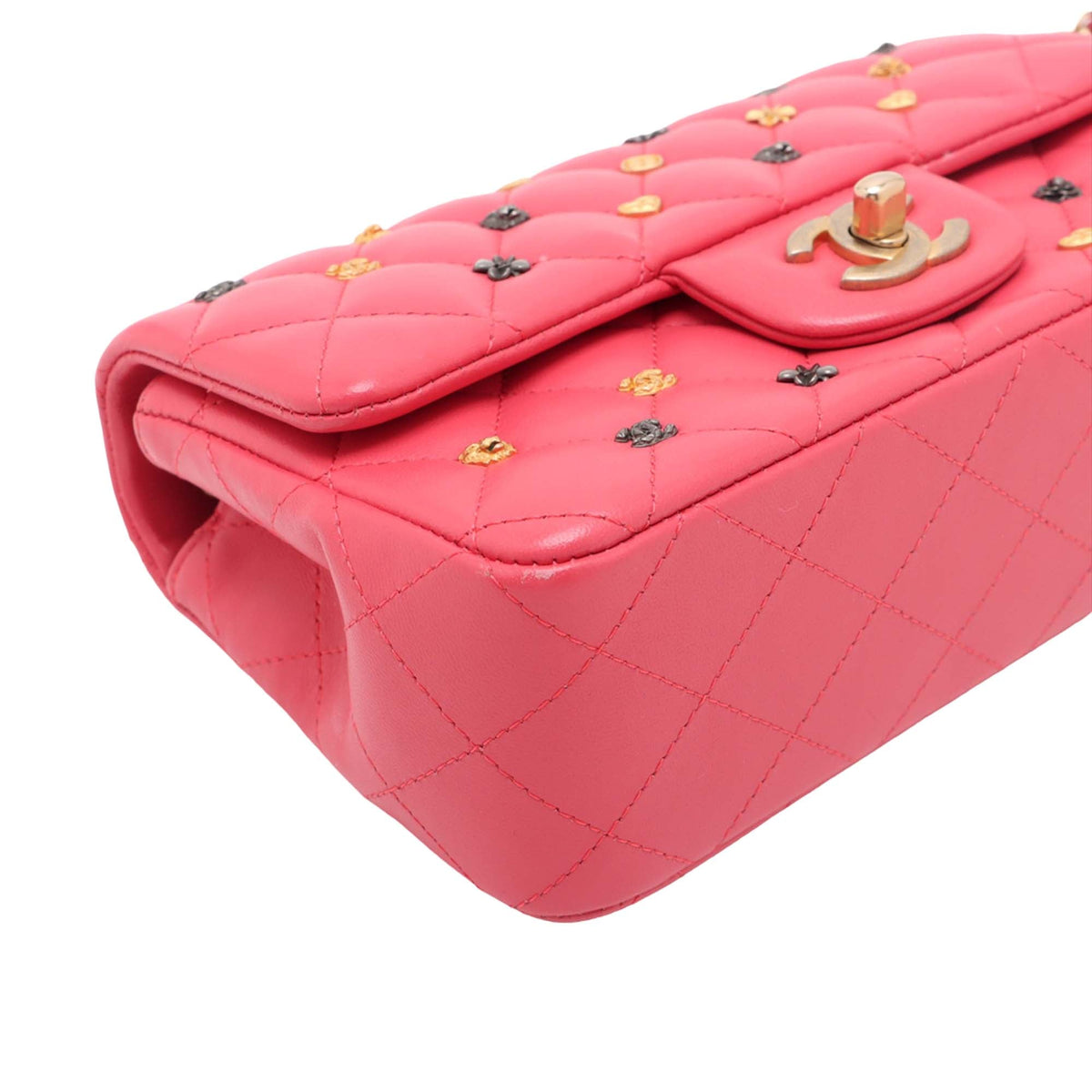Chanel Mini Rectangular Classic Lambskin Lucky Charms Single Flap — Pink