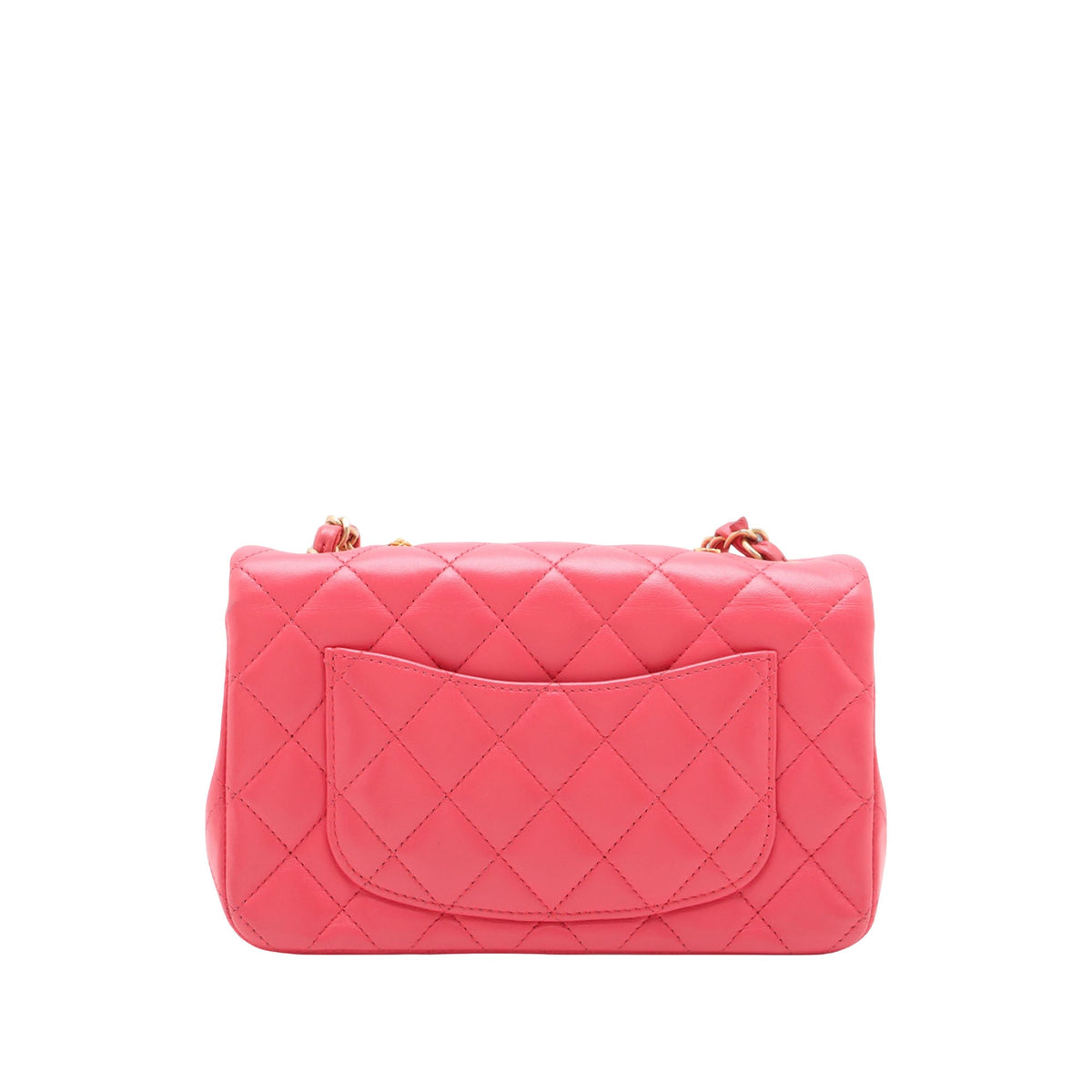 Chanel Mini Rectangular Classic Lambskin Lucky Charms Single Flap — Pink