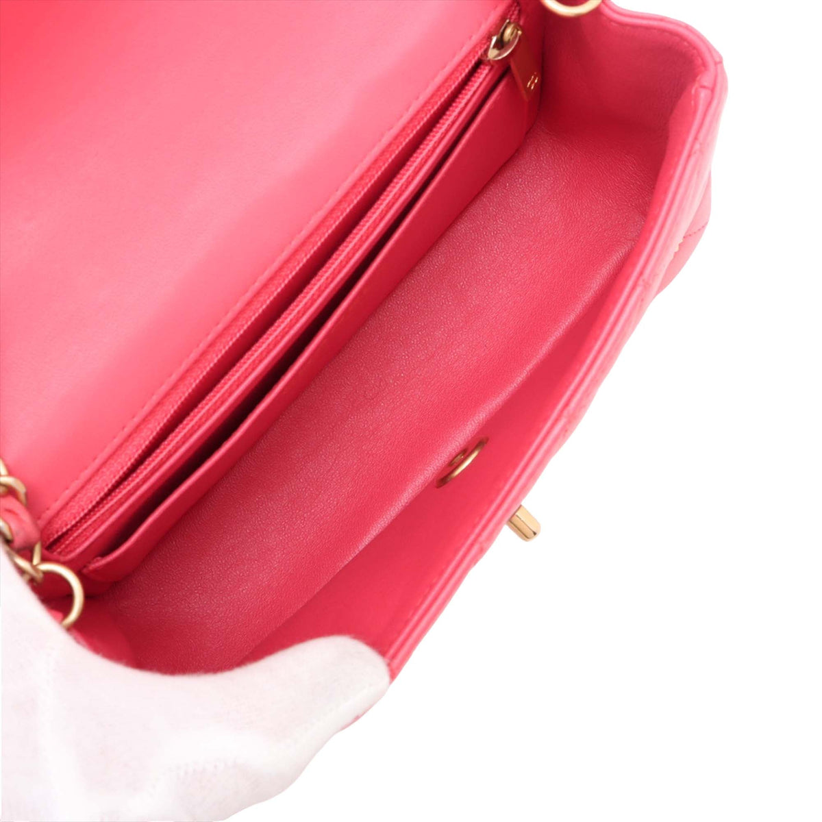 Chanel Mini Rectangular Classic Lambskin Lucky Charms Single Flap — Pink