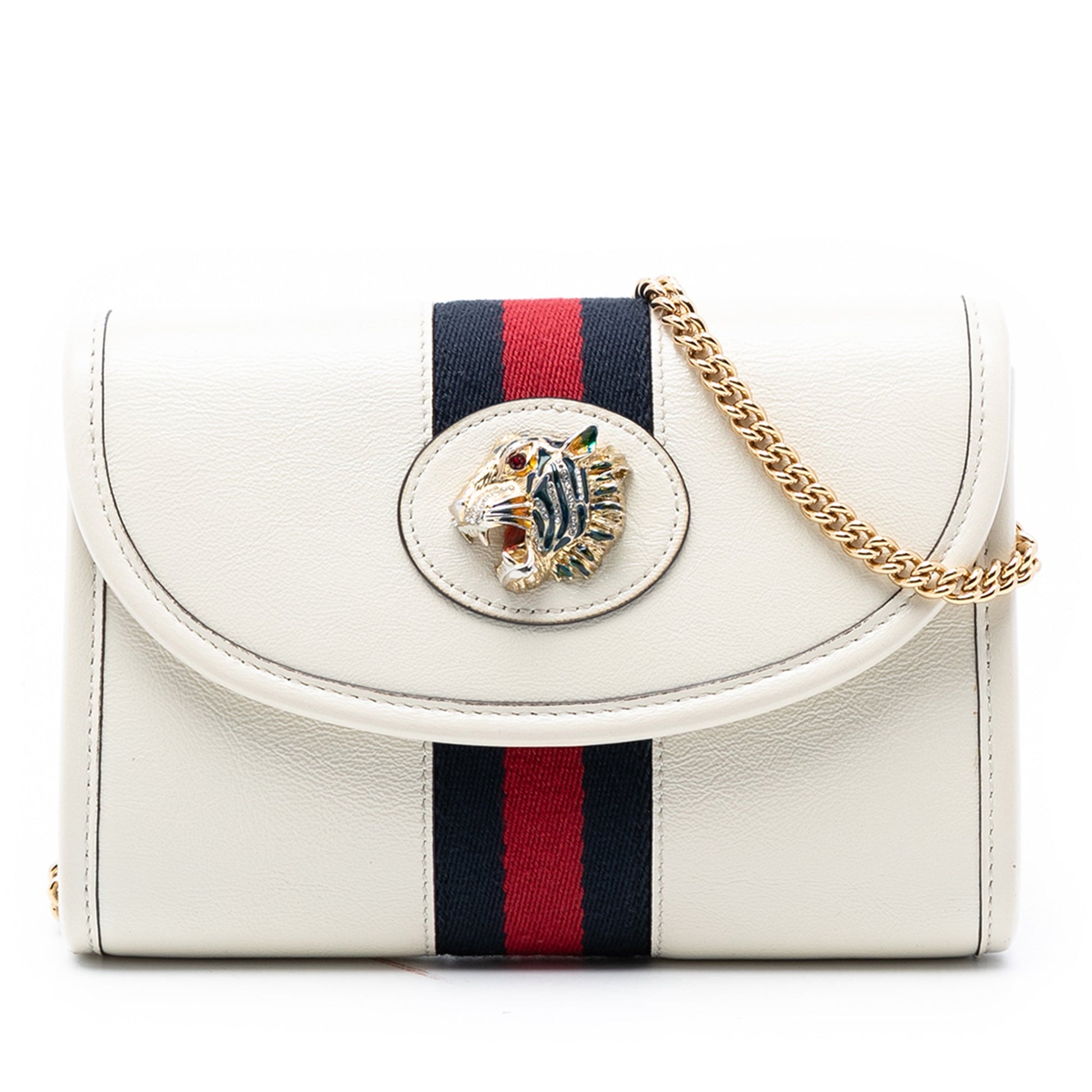 Gucci Mini Leather Rajah Web Chain Crossbody