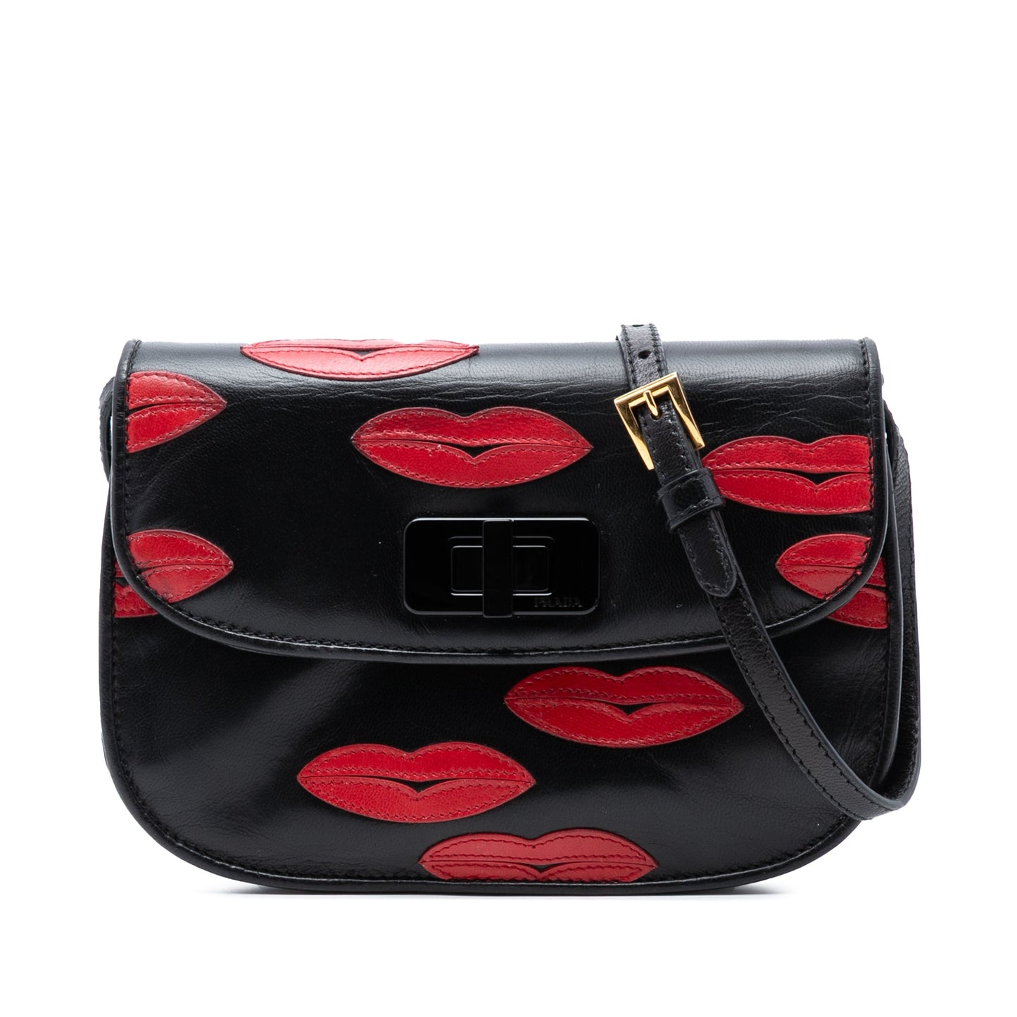 Prada Leather Lips Applique Crossbody