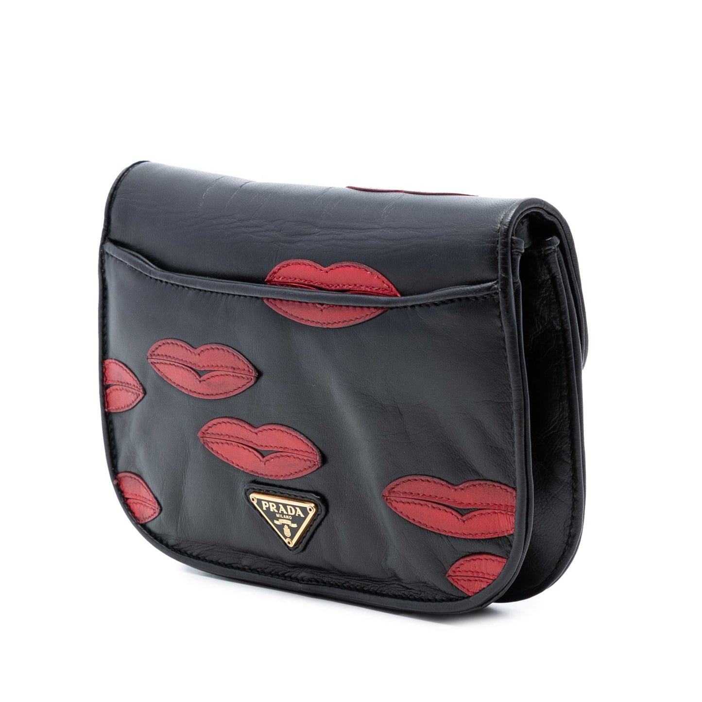 Prada Leather Lips Applique Crossbody