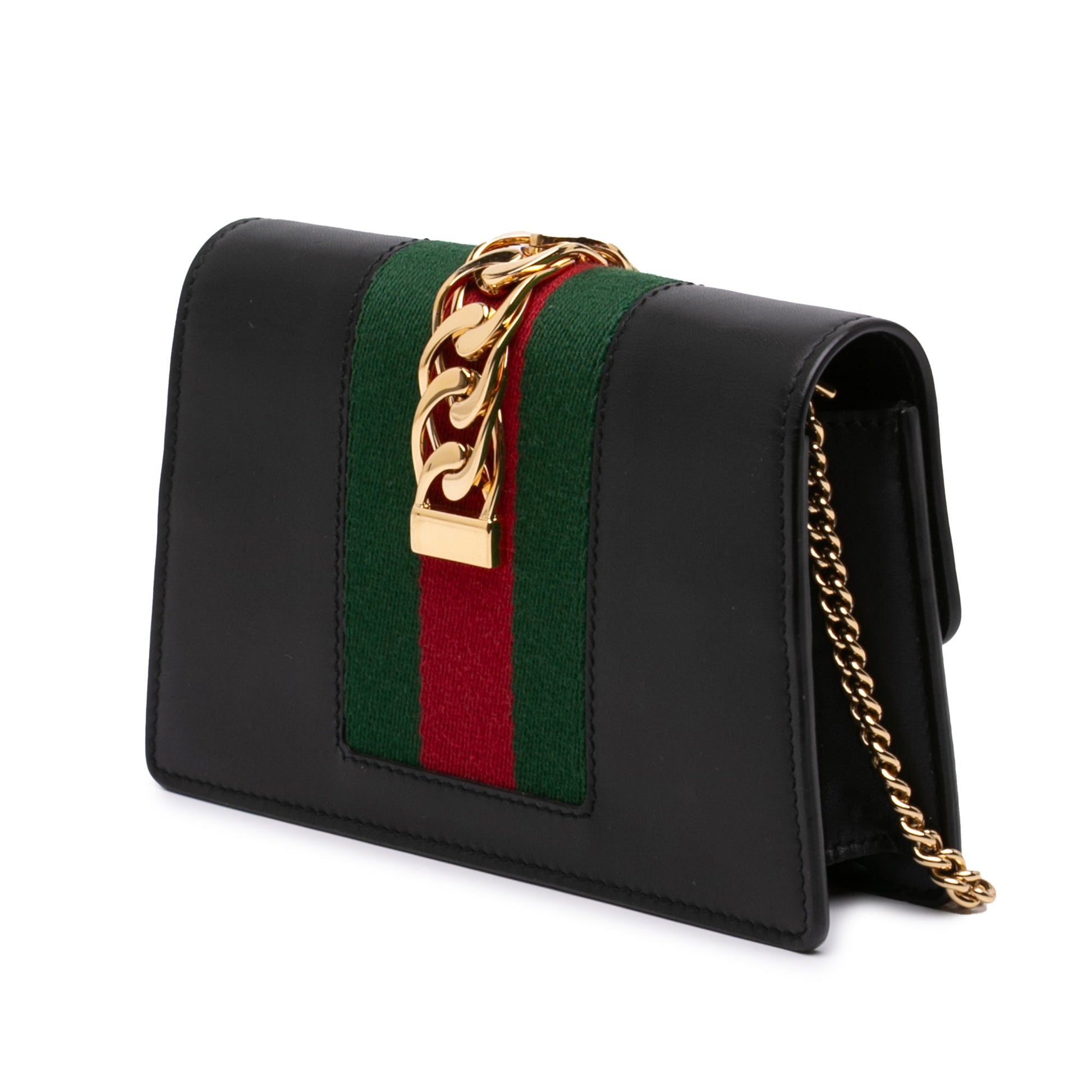 Gucci Super Mini Calfskin Web Sylvie Chain Crossbody