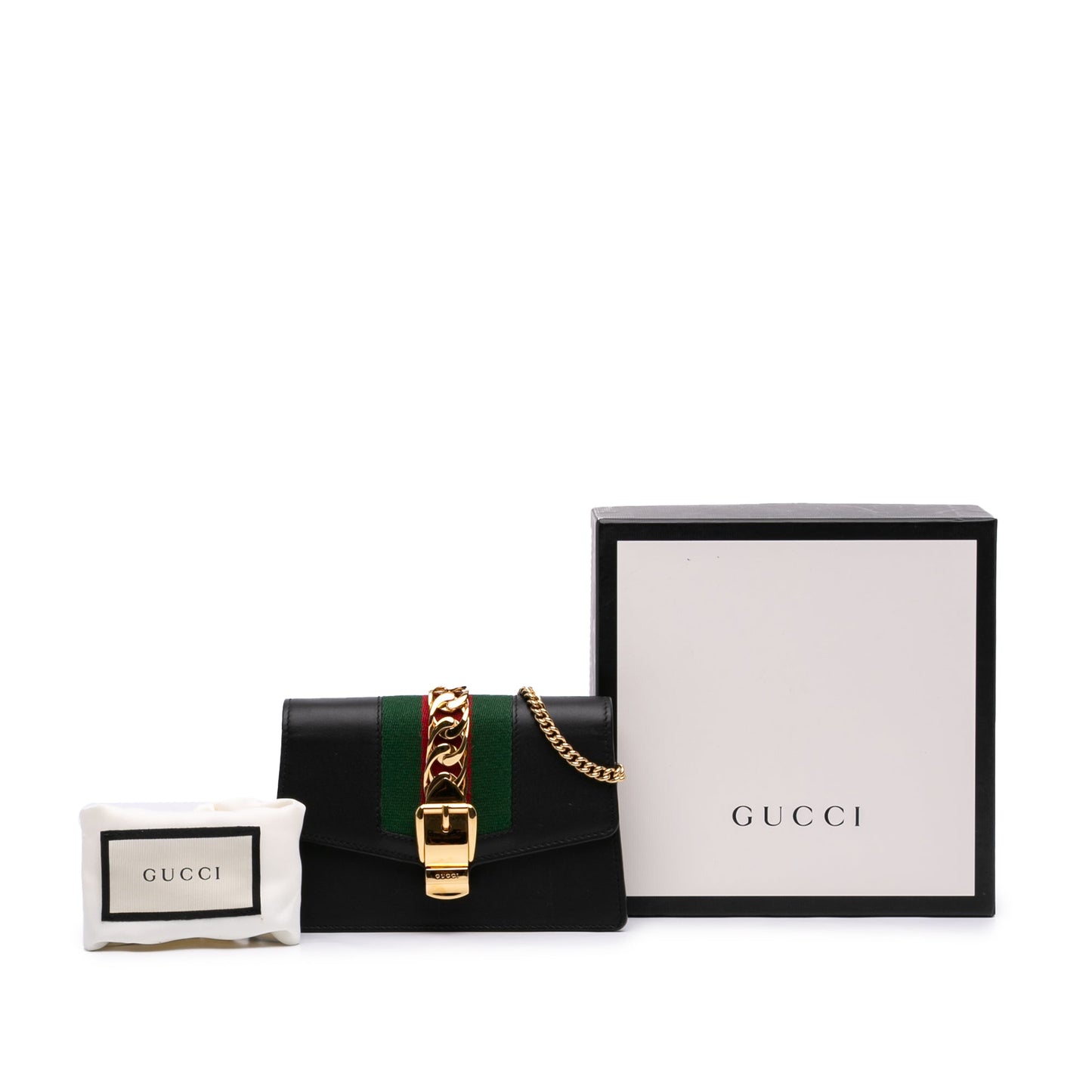 Gucci Super Mini Calfskin Web Sylvie Chain Crossbody
