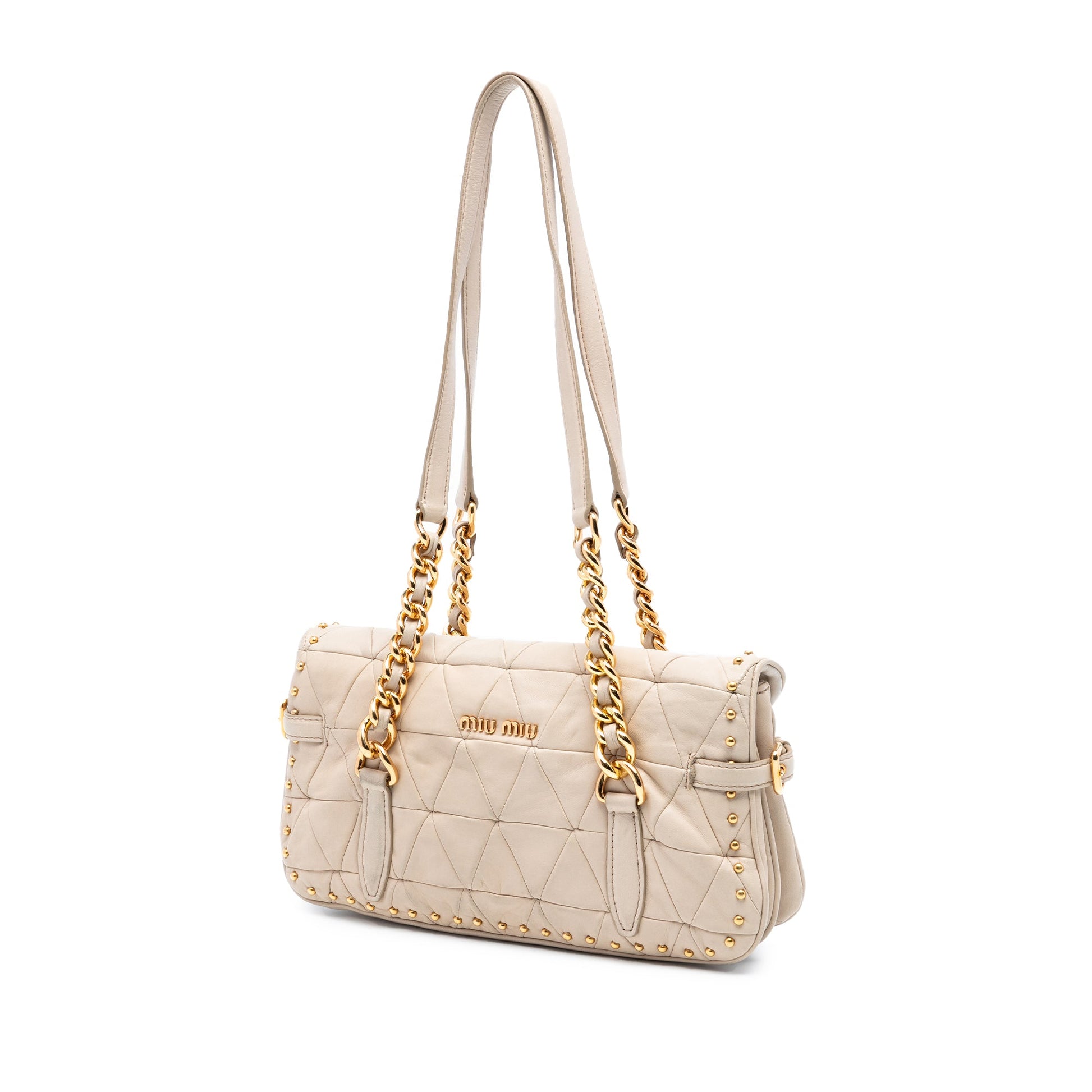 Miu Miu Studded Matelasse Nappa Shoulder Bag