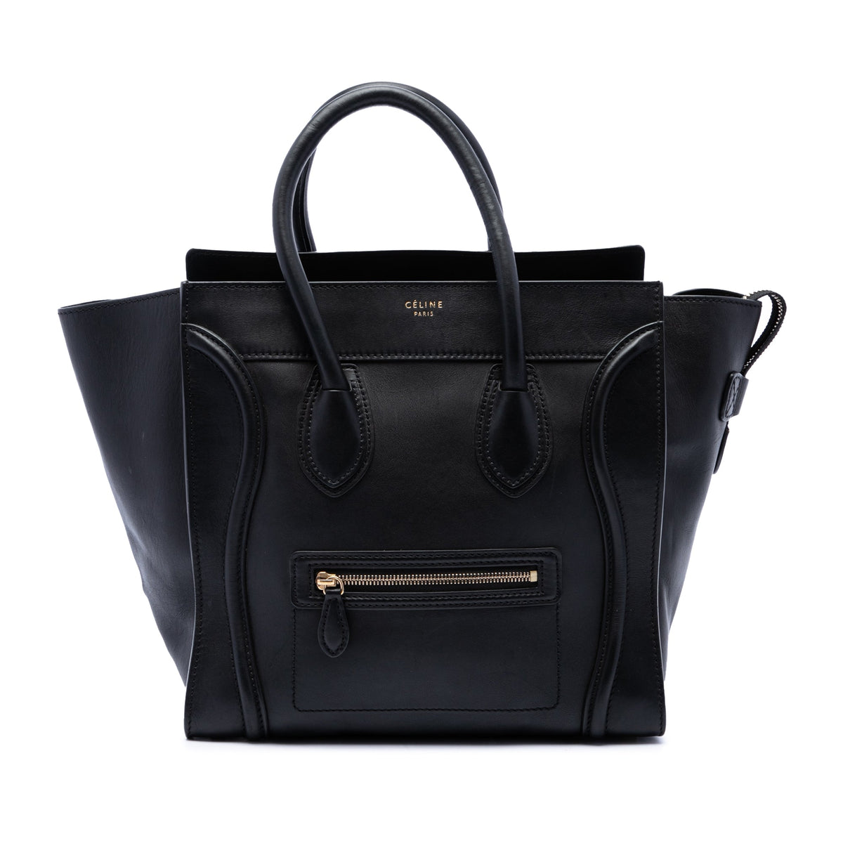 Celine Mini Leather Luggage Tote — Black