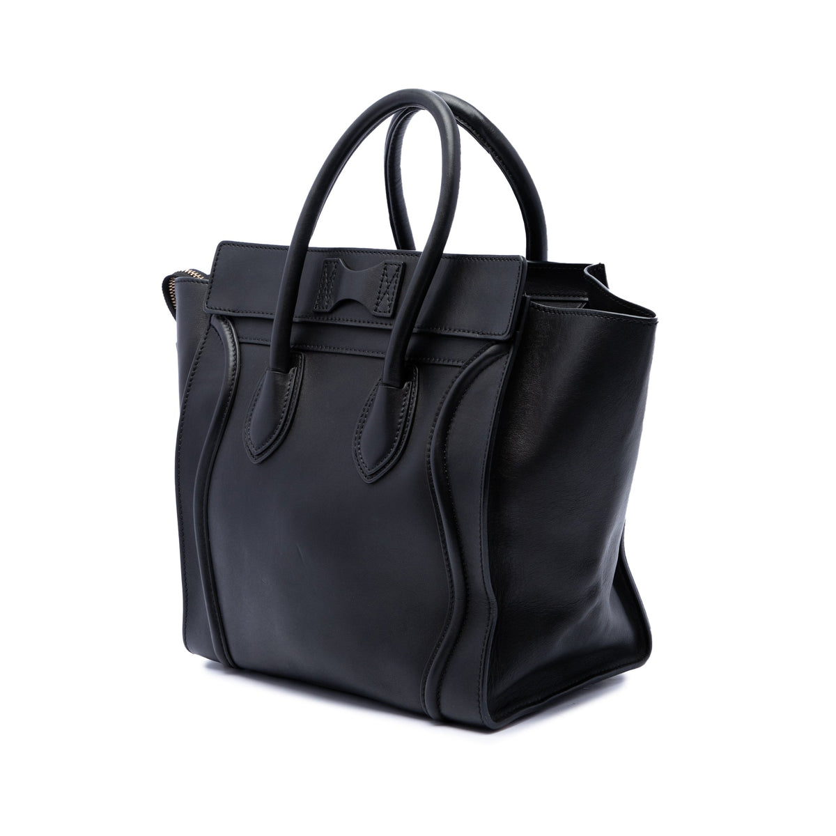Celine Mini Leather Luggage Tote — Black