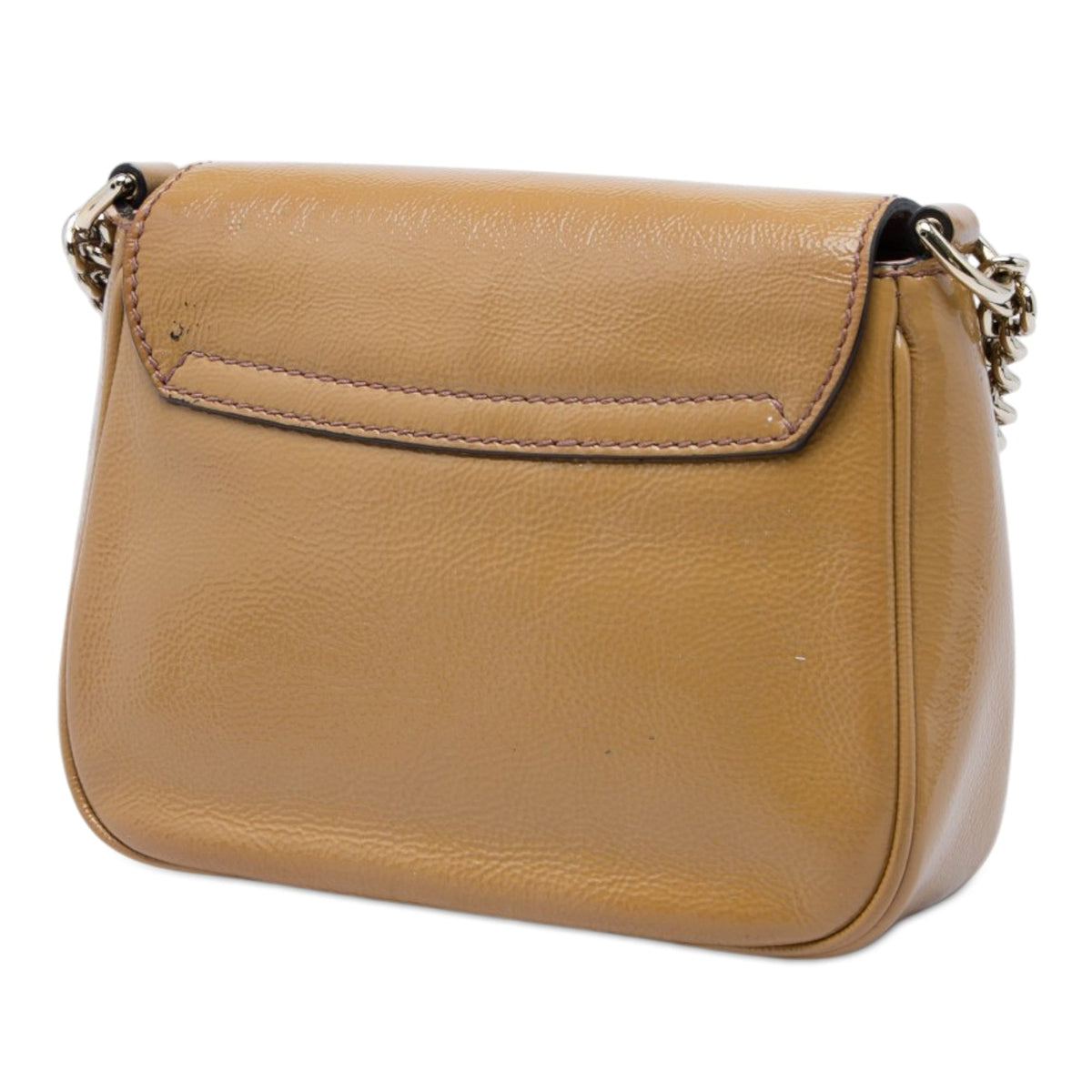 Gucci Small Patent Soho Chain Flap Crossbody — Brown