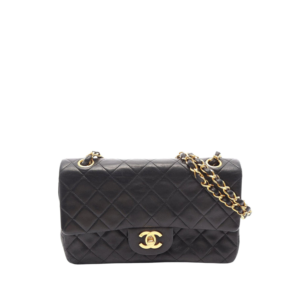 Chanel Small Classic Lambskin Double Flap — Black