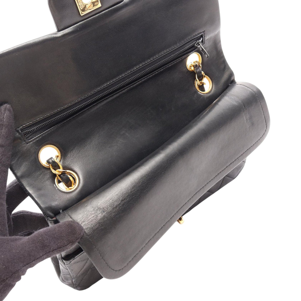 Chanel Small Classic Lambskin Double Flap — Black