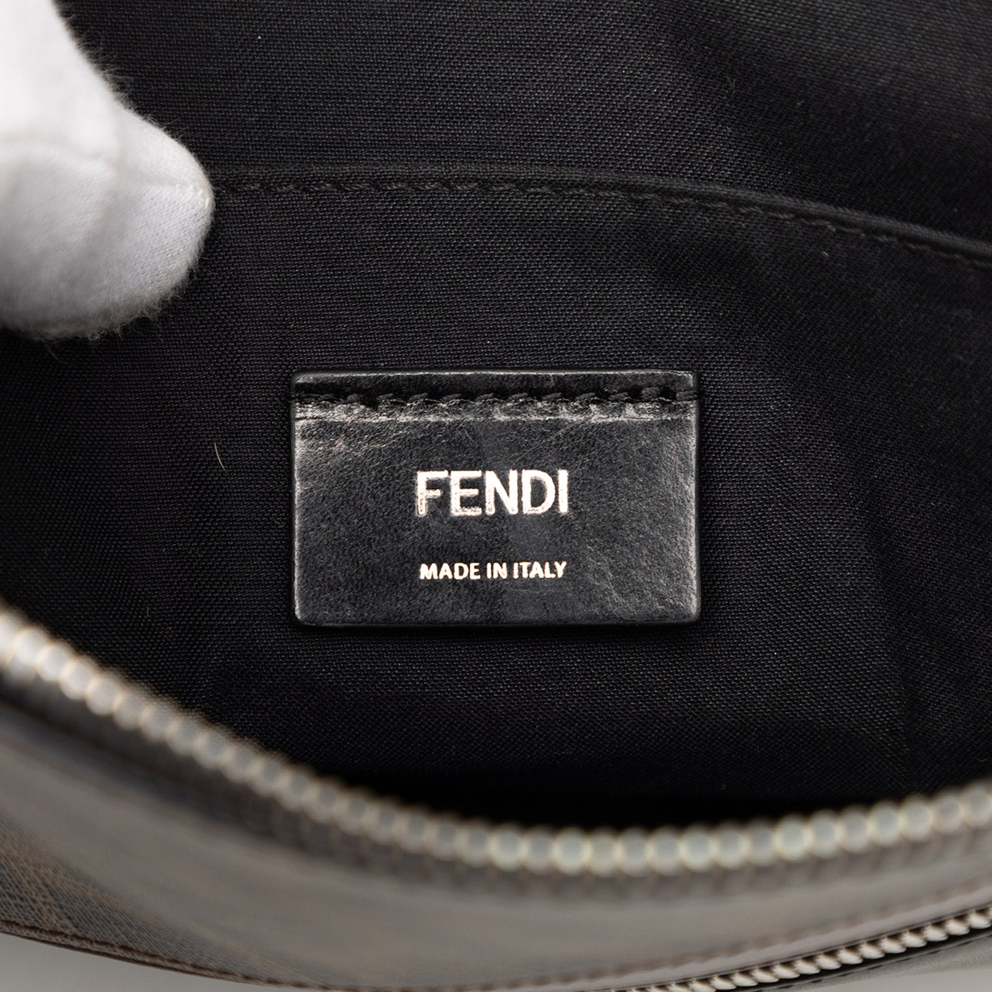 Fendi Zucca Coated Canvas Diagonal Front Zip Clutch
