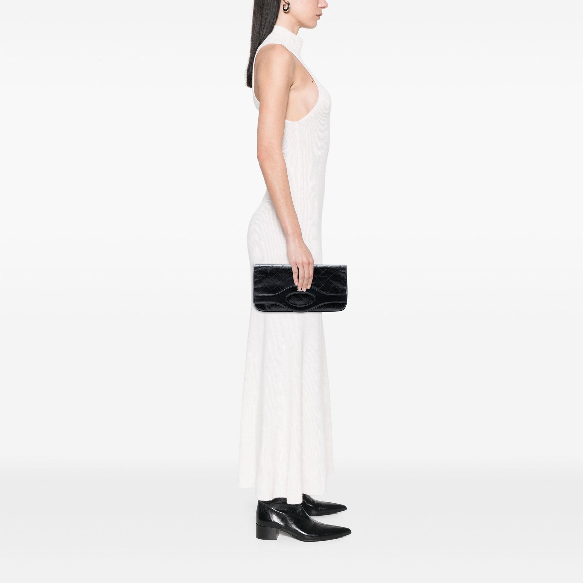Large Shiny Crumpled Calfskin 31 Clutch