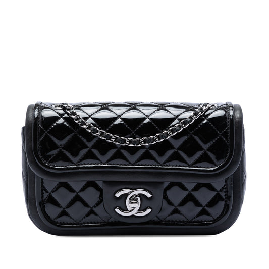 Chanel Small Quilted Patent and Lambskin Trimmed Classic Twist Flap