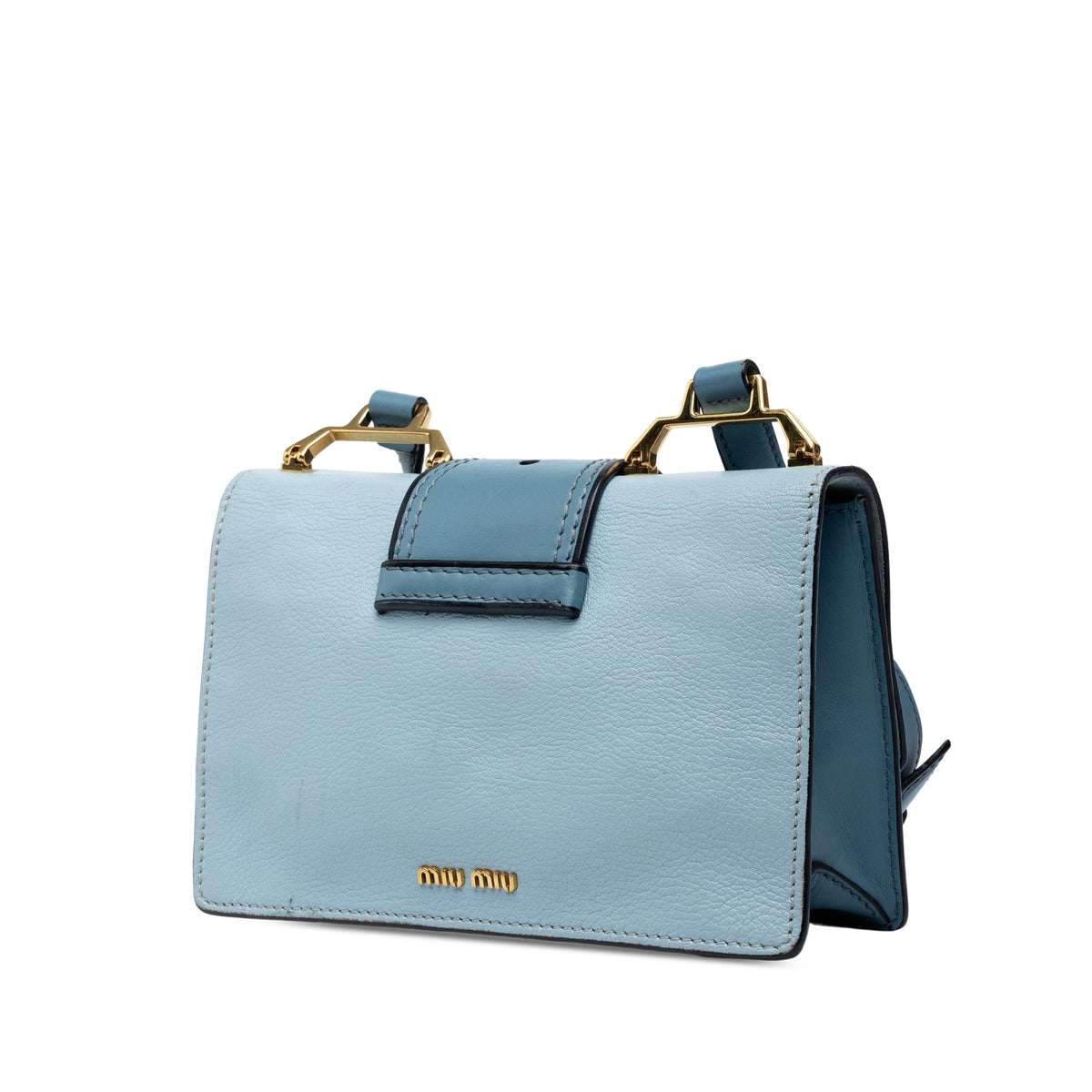 Miu Miu Goatskin Madras Soft Calf Crystal Embellished Crossbody — Blue