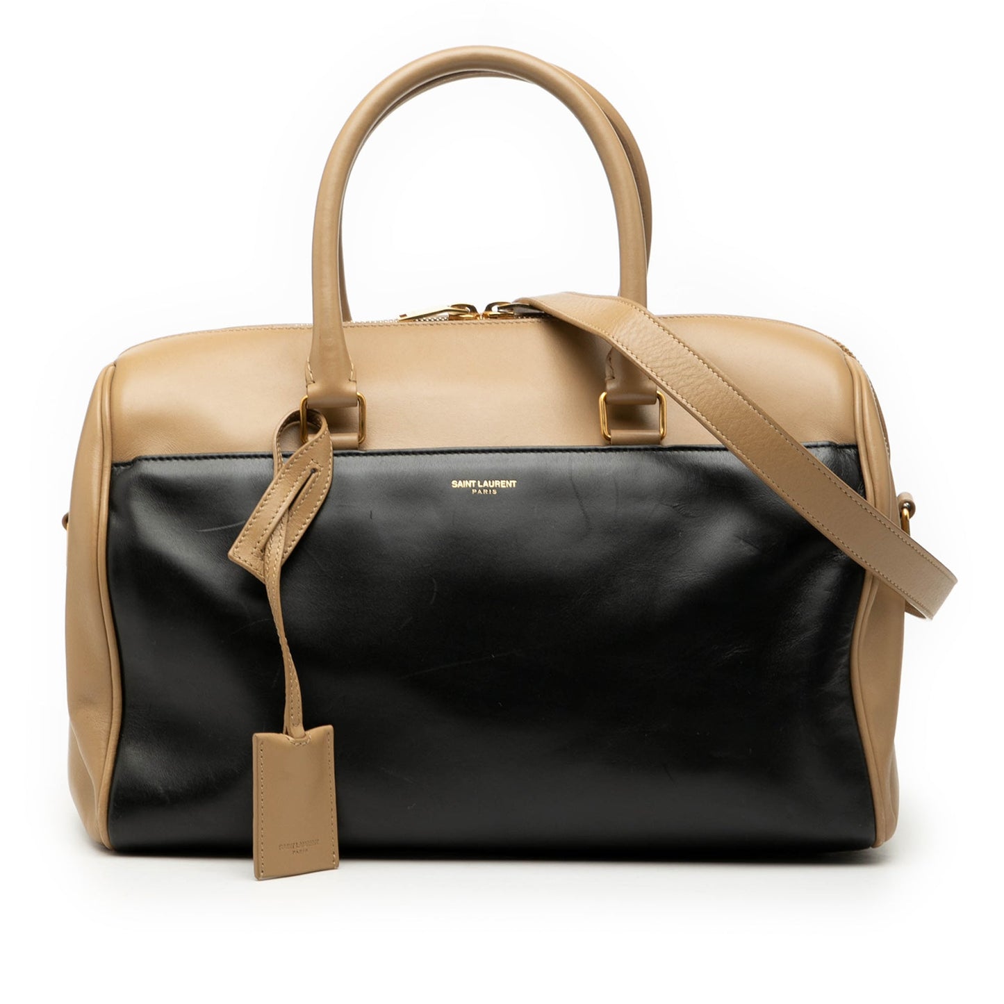 Saint Laurent Bicolor Leather Classic Duffle 6 Satchel