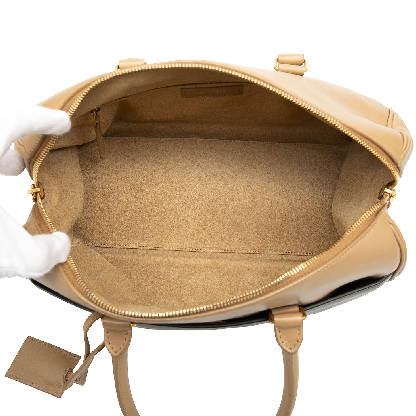 Saint Laurent Bicolor Leather Classic Duffle 6 Satchel