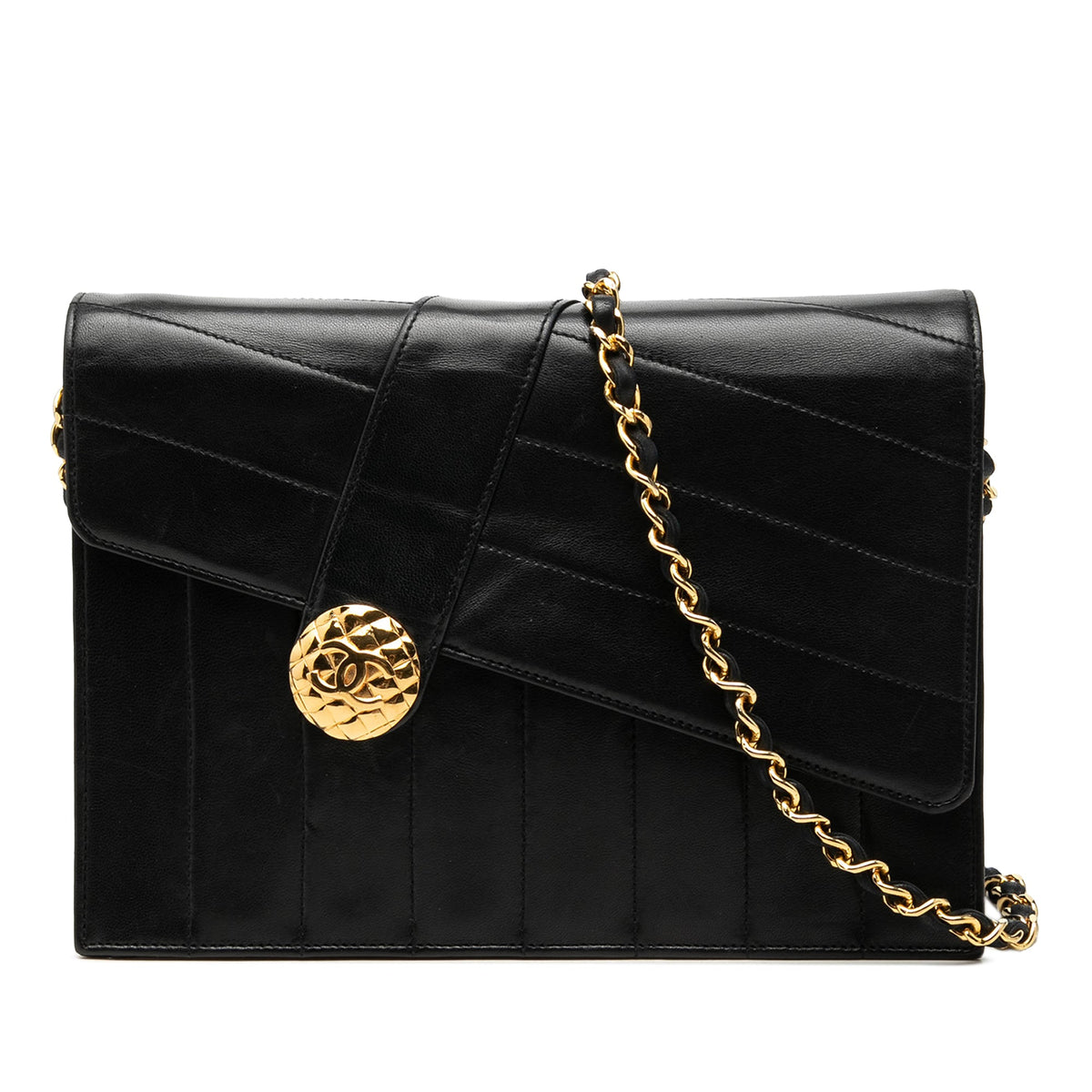 Chanel CC Vertical and Diagonal Quilted Calfskin Envelope Flap