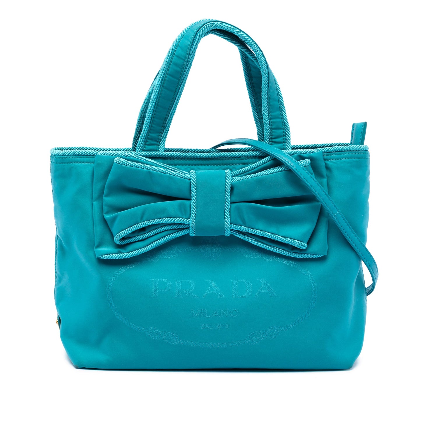 Prada Tessuto Canapa Logo Bow Satchel