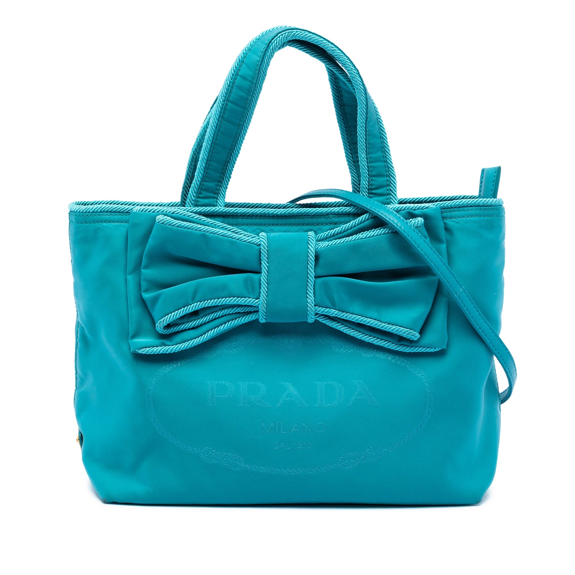 Prada Tessuto Canapa Logo Bow Satchel