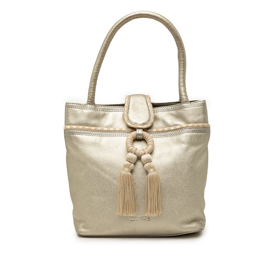 Metallic Leather Fringe Tassel Handbag