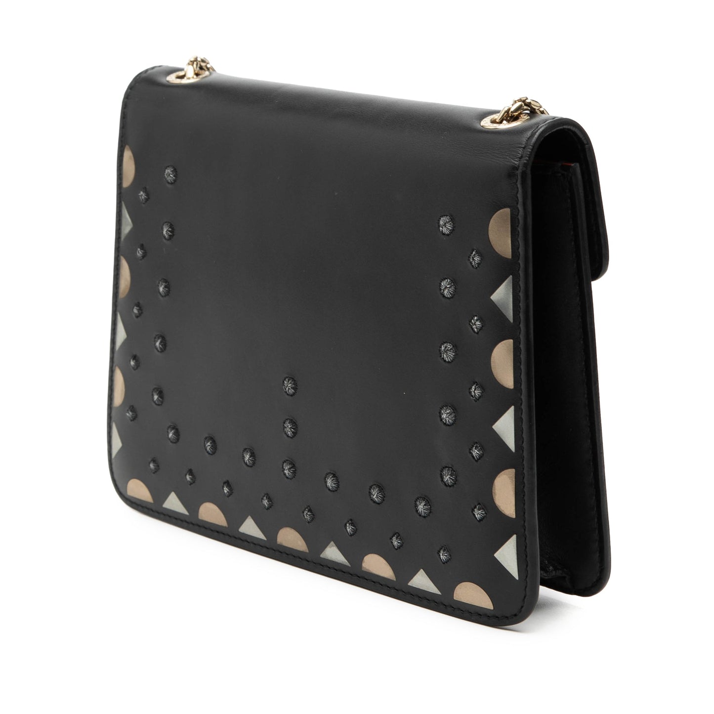 Bvlgari Small Studded Leather Laser Cut Square Serpenti Forever Chain Crossbody