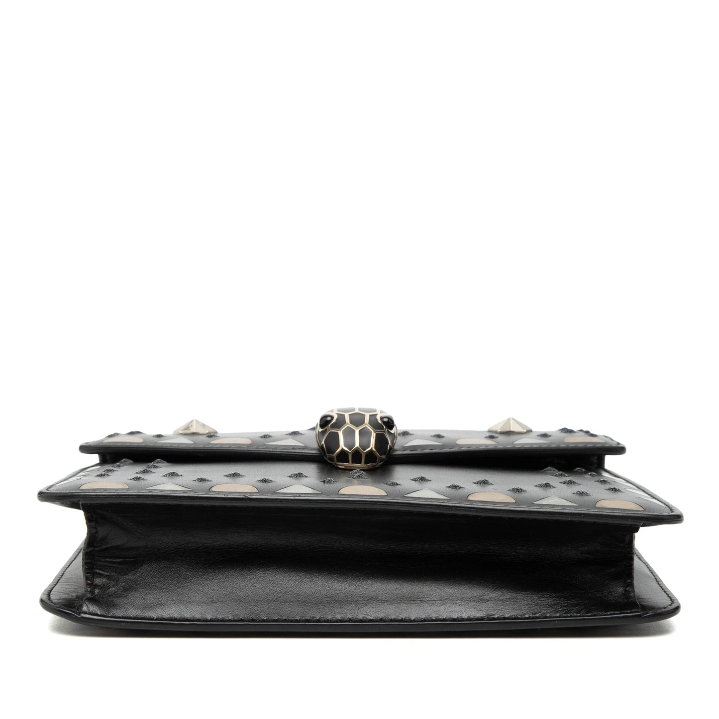 Bvlgari Small Studded Leather Laser Cut Square Serpenti Forever Chain Crossbody