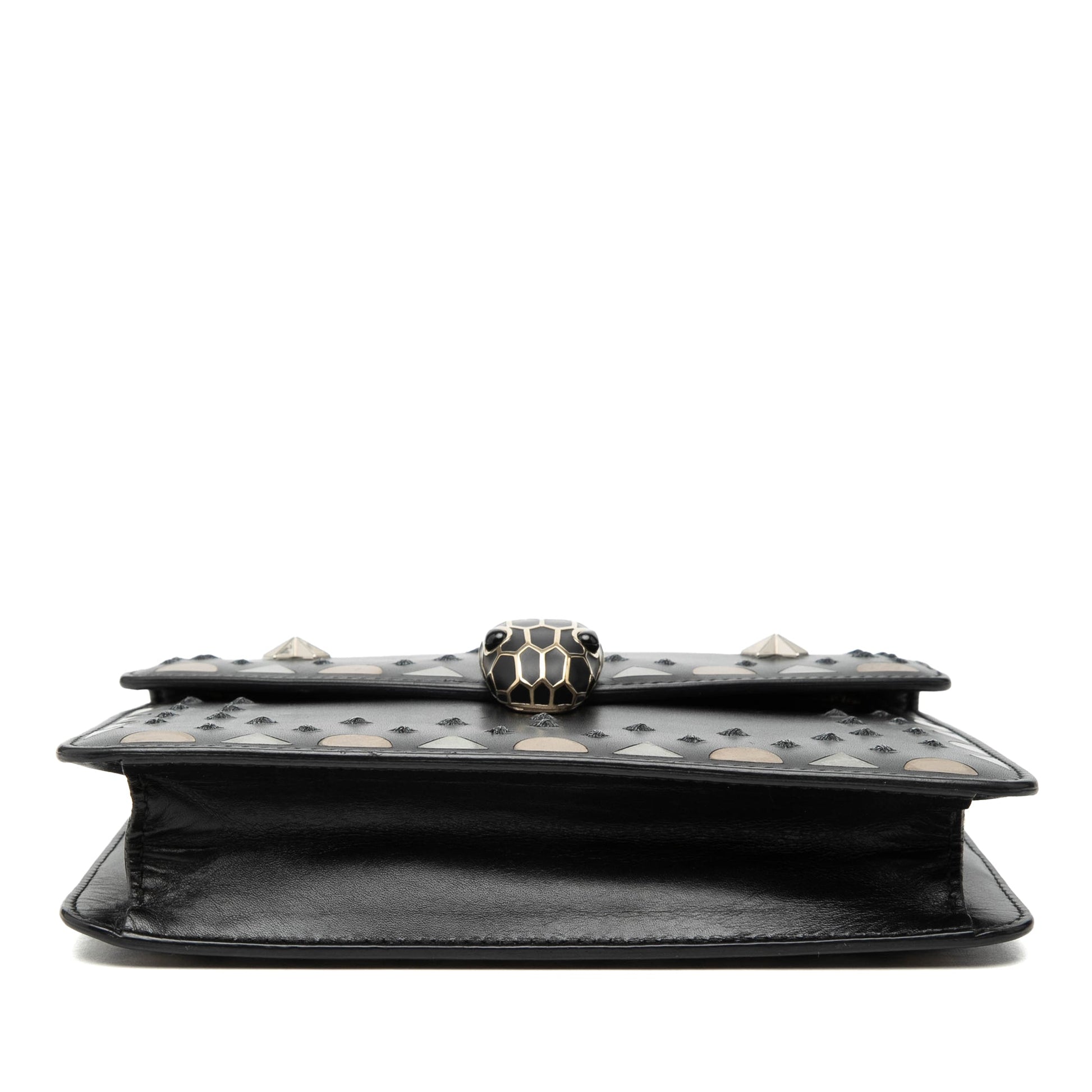 Bvlgari Small Studded Leather Laser Cut Square Serpenti Forever Chain Crossbody