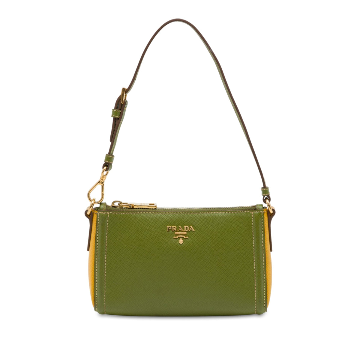 Prada Bicolor Saffiano Shoulder Bag — Yellow