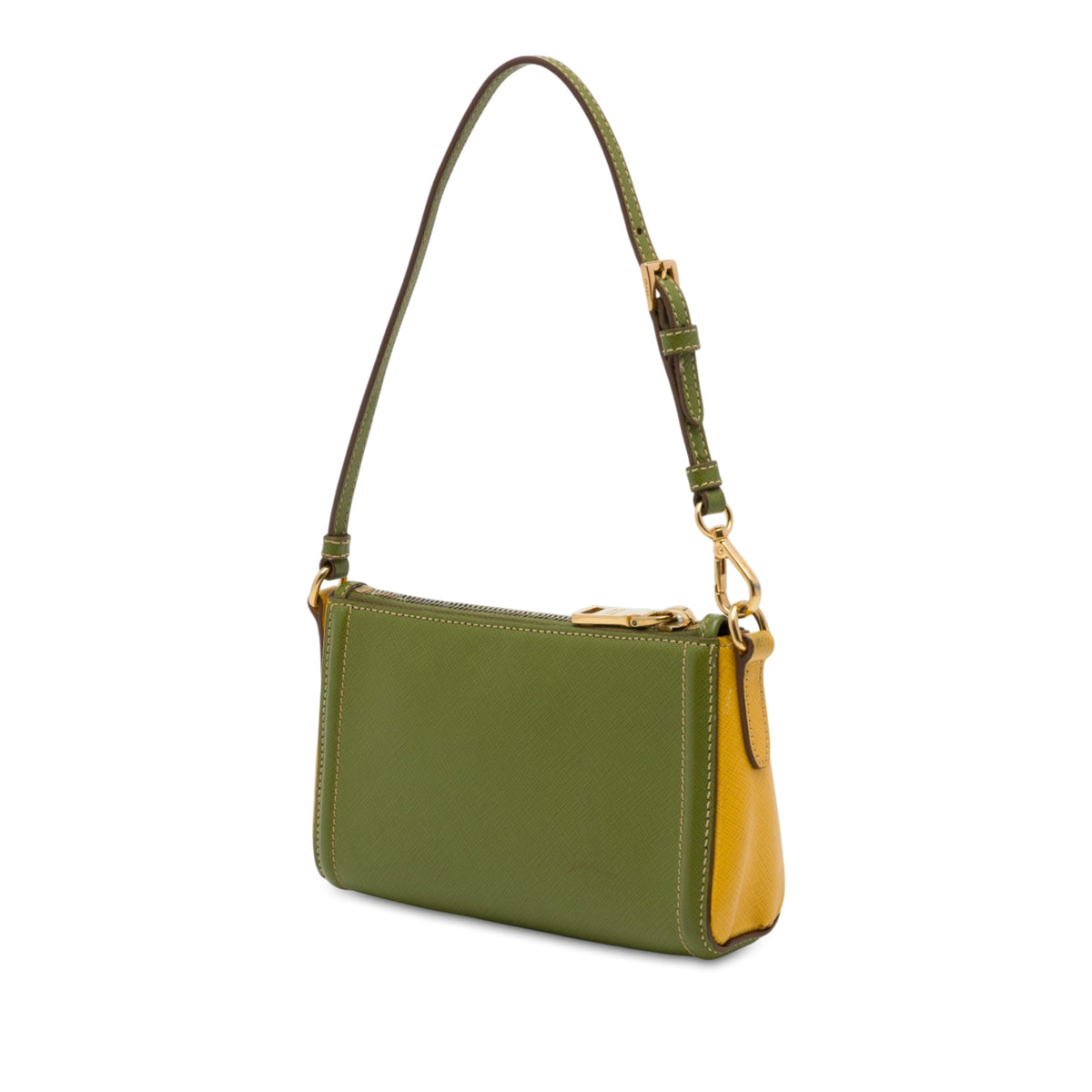 Prada Bicolor Saffiano Shoulder Bag — Yellow
