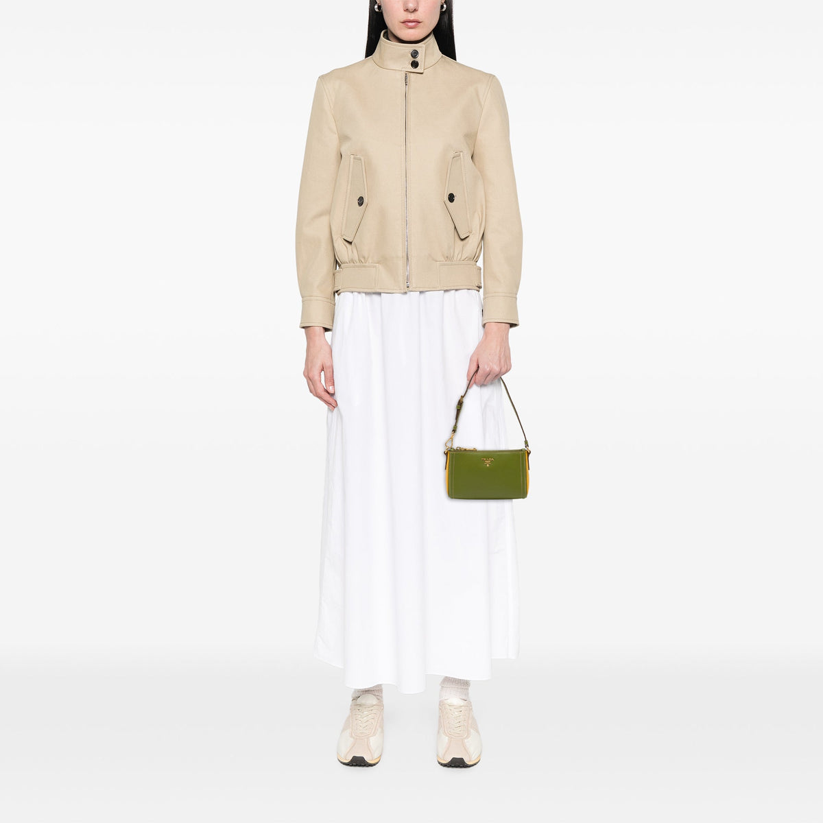 Prada Bicolor Saffiano Shoulder Bag — Yellow