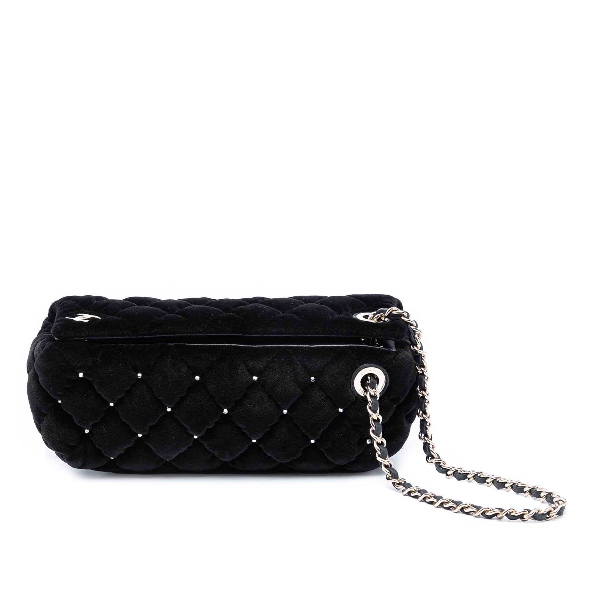Chanel Quilted Velvet Diamante Wristlet Clutch