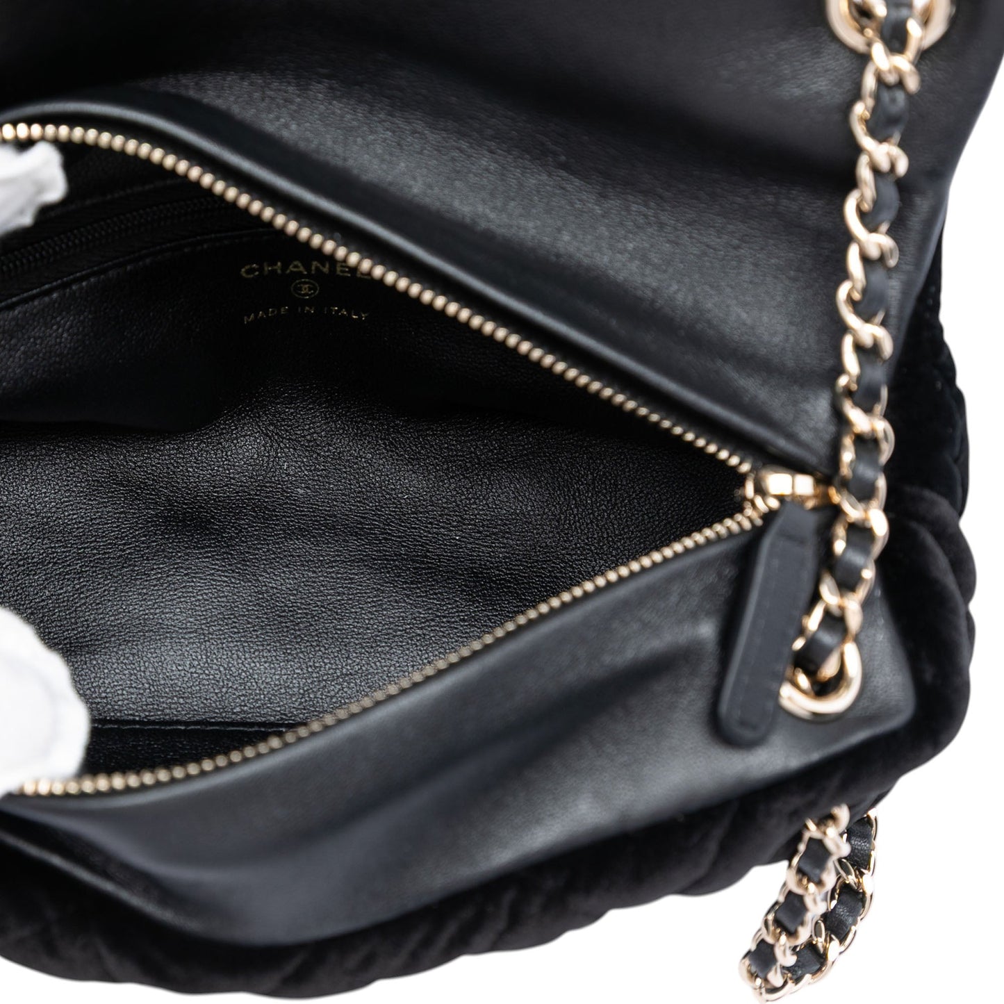 Chanel Quilted Velvet Diamante Wristlet Clutch