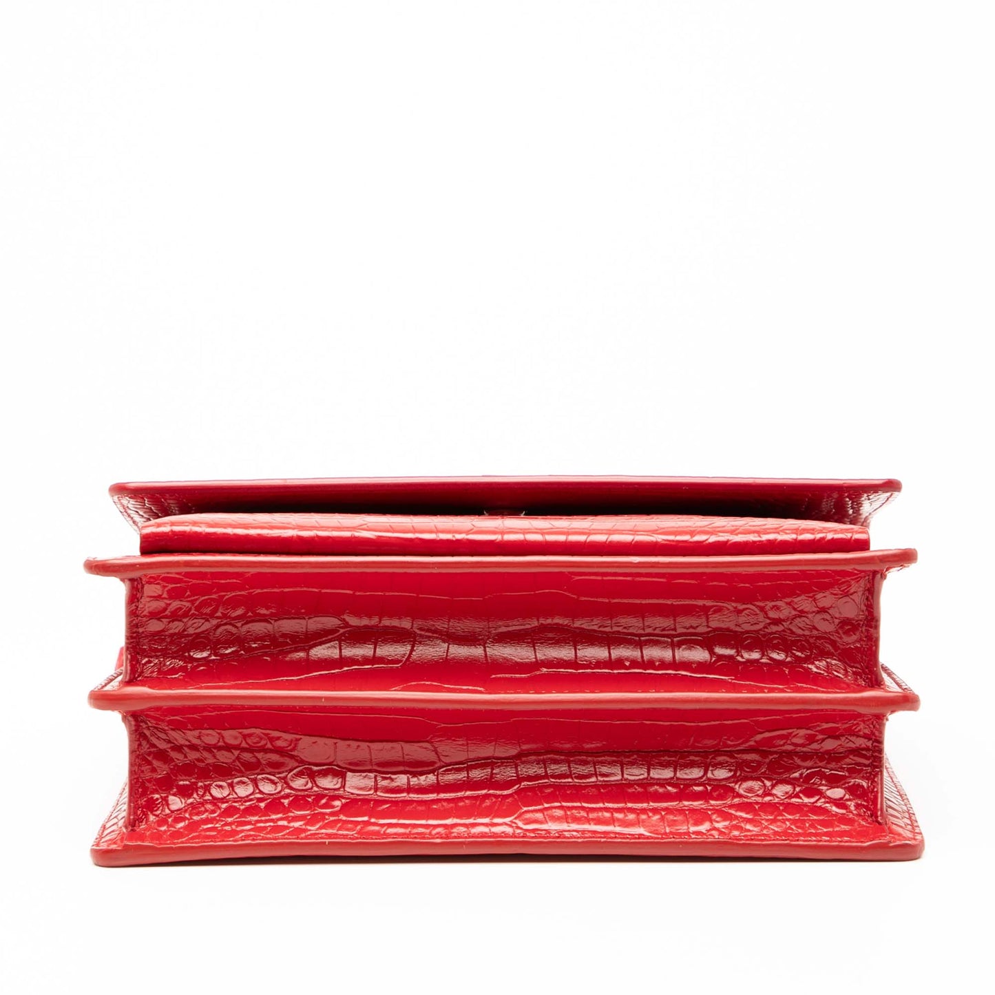 Saint Laurent Medium Croc Embossed Leather Monogram Sunset Crossbody