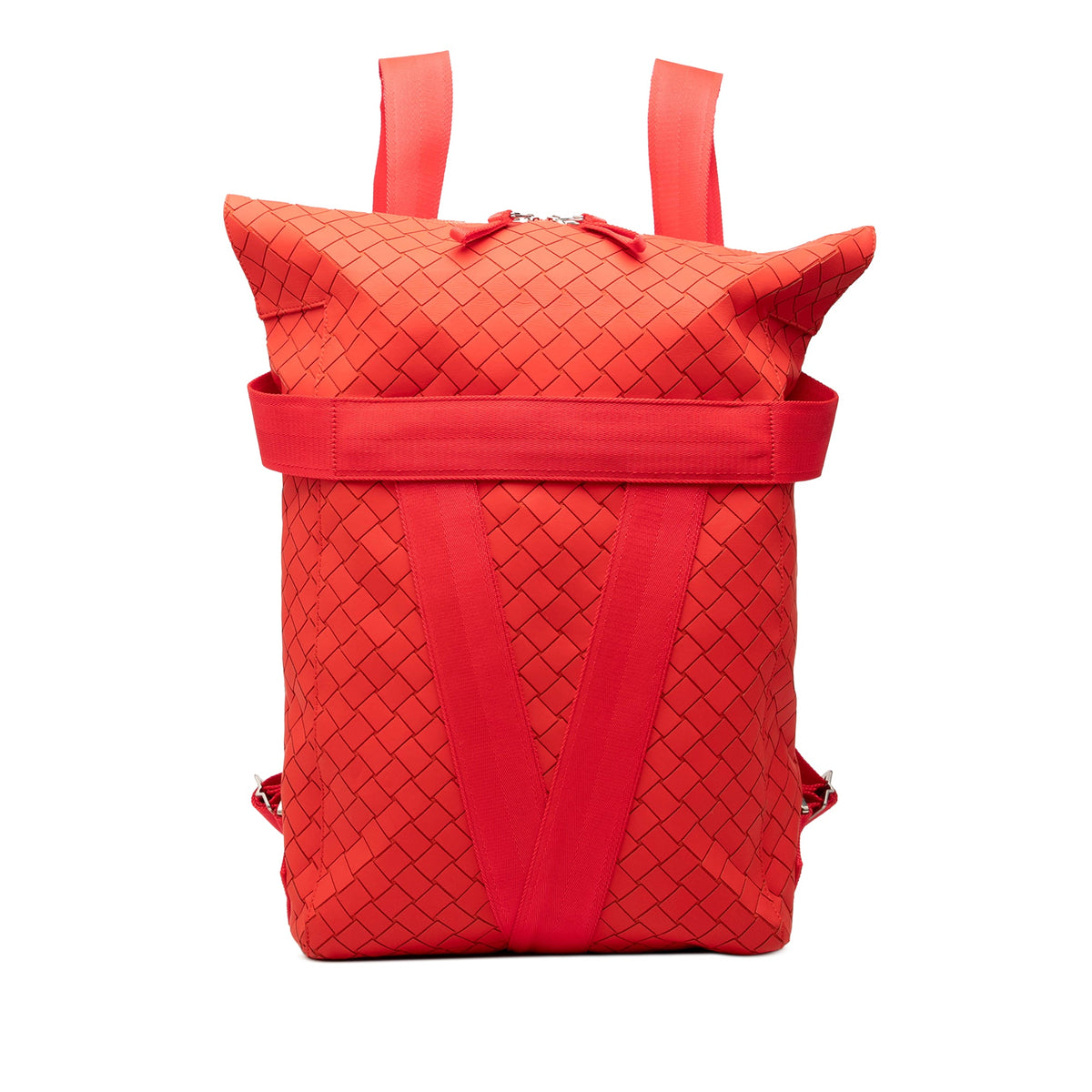 Bottega Veneta Rubber Intrecciato Buffer Backpack — Red