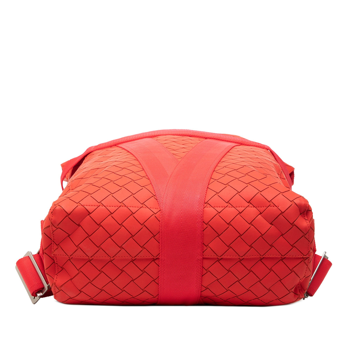 Bottega Veneta Rubber Intrecciato Buffer Backpack — Red
