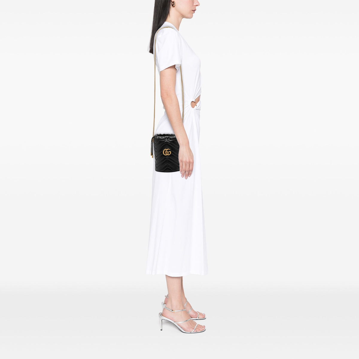 Gucci Small GG Marmont Leather Matelasse Bucket Bag