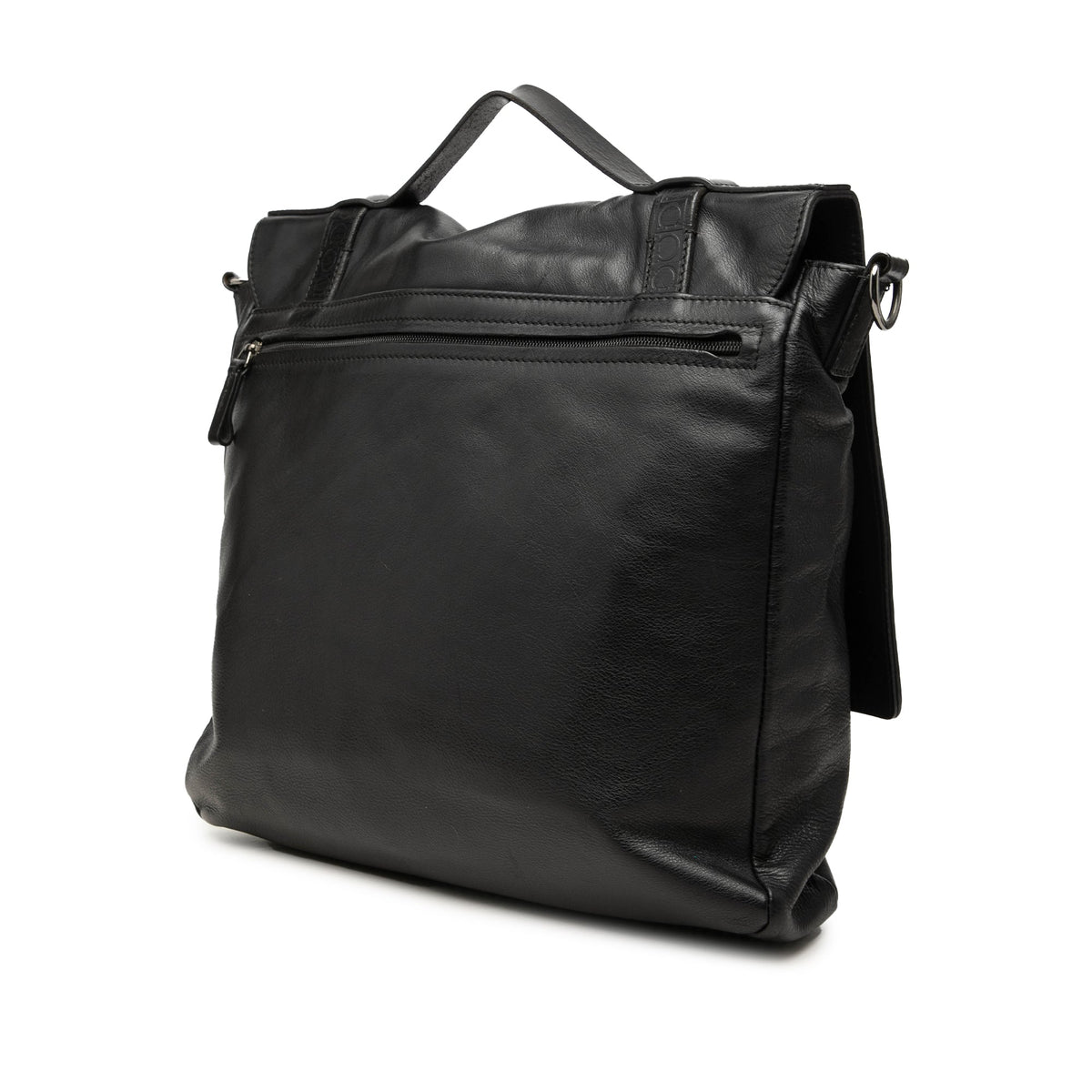 Ferragamo Gancini Trimmed Calfskin Messenger Bag — Black