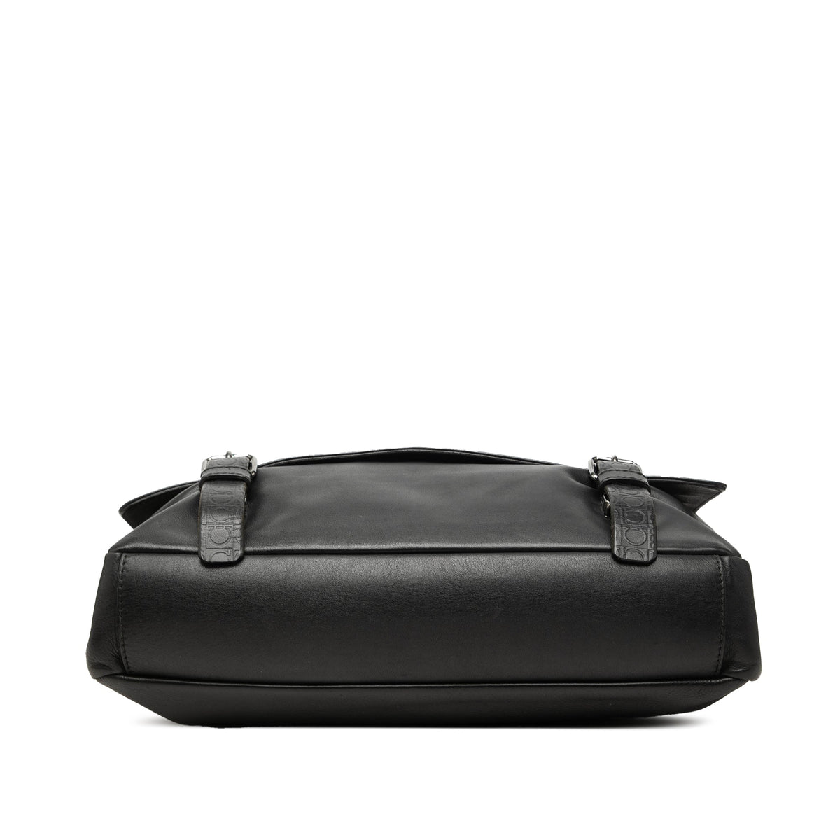 Ferragamo Gancini Trimmed Calfskin Messenger Bag — Black