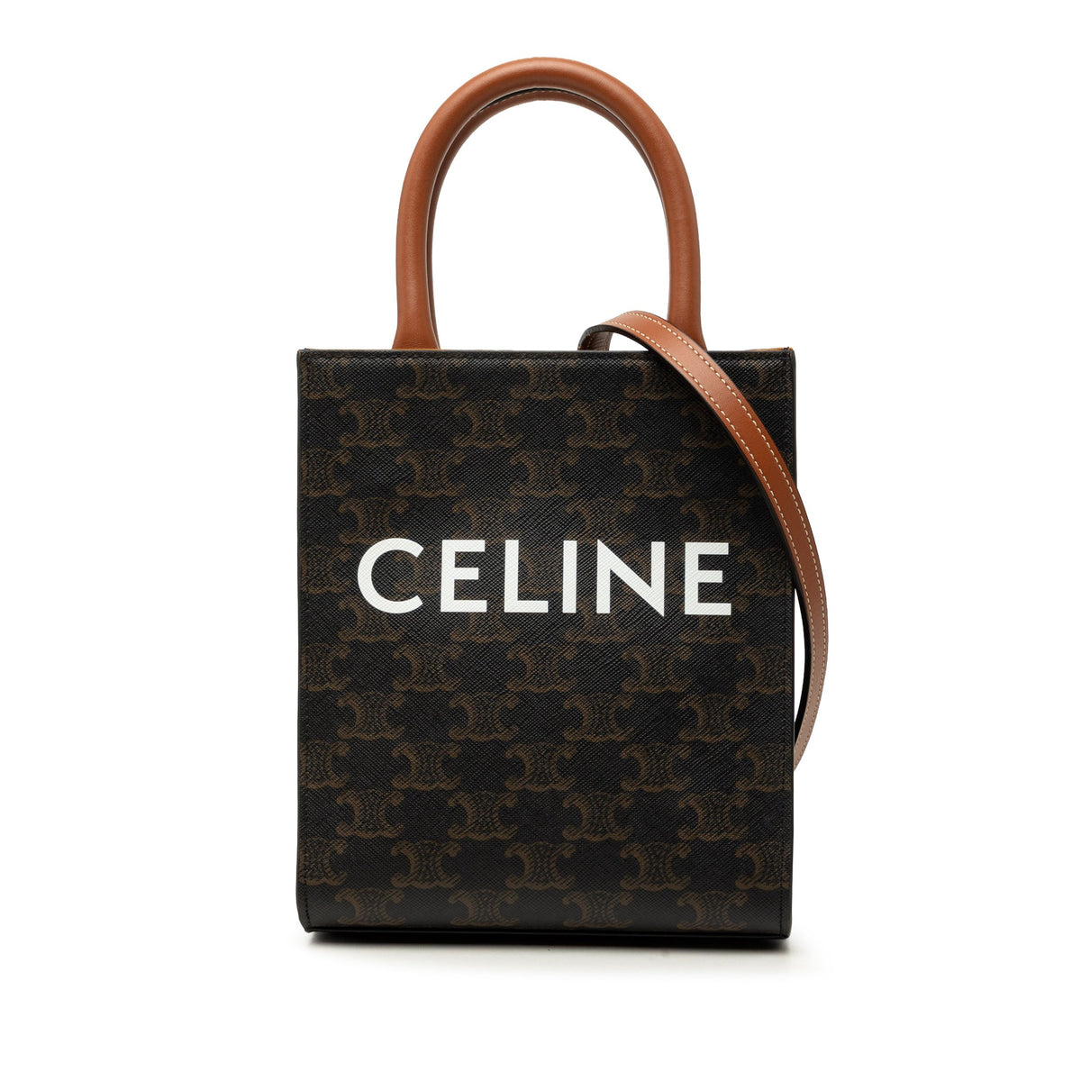Celine Mini Triomphe Coated Canvas Vertical Cabas Satchel