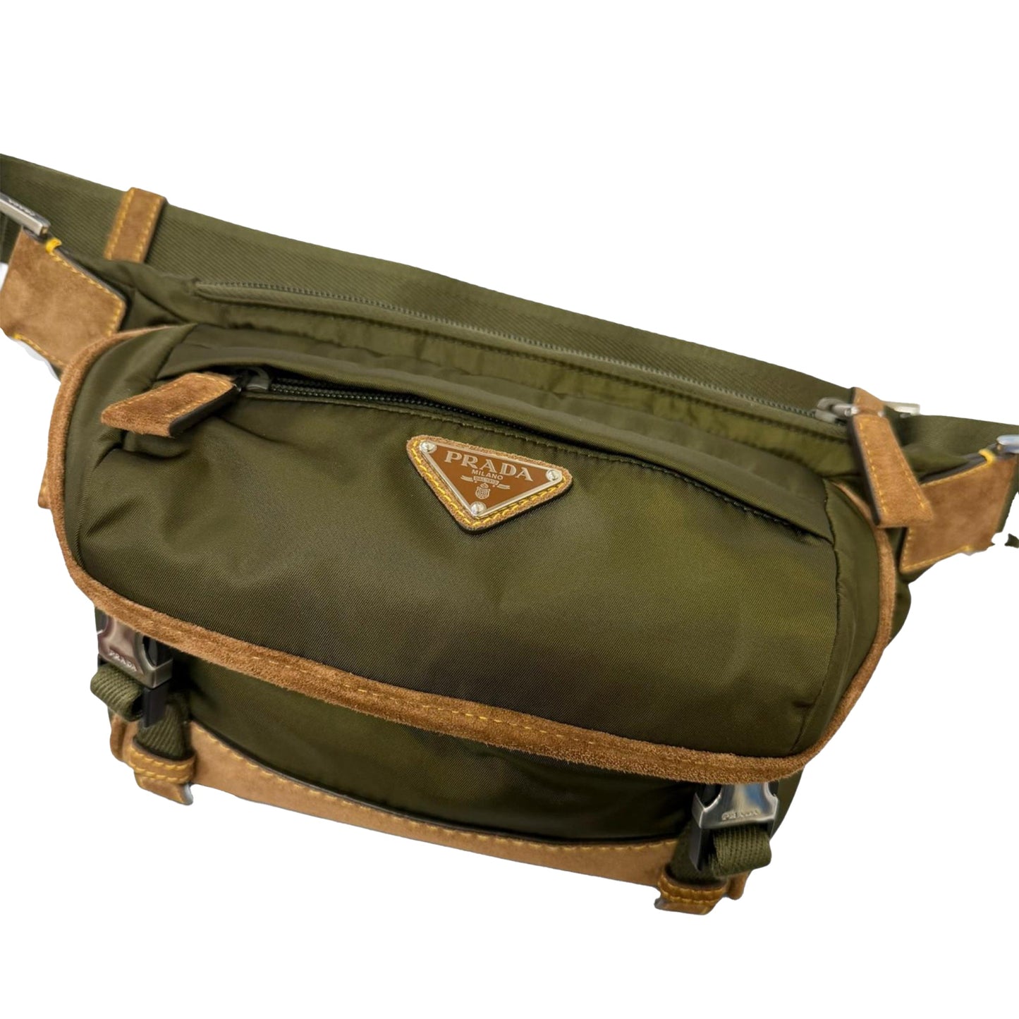 Prada Suede Trimmed Re Nylon Messenger Bag