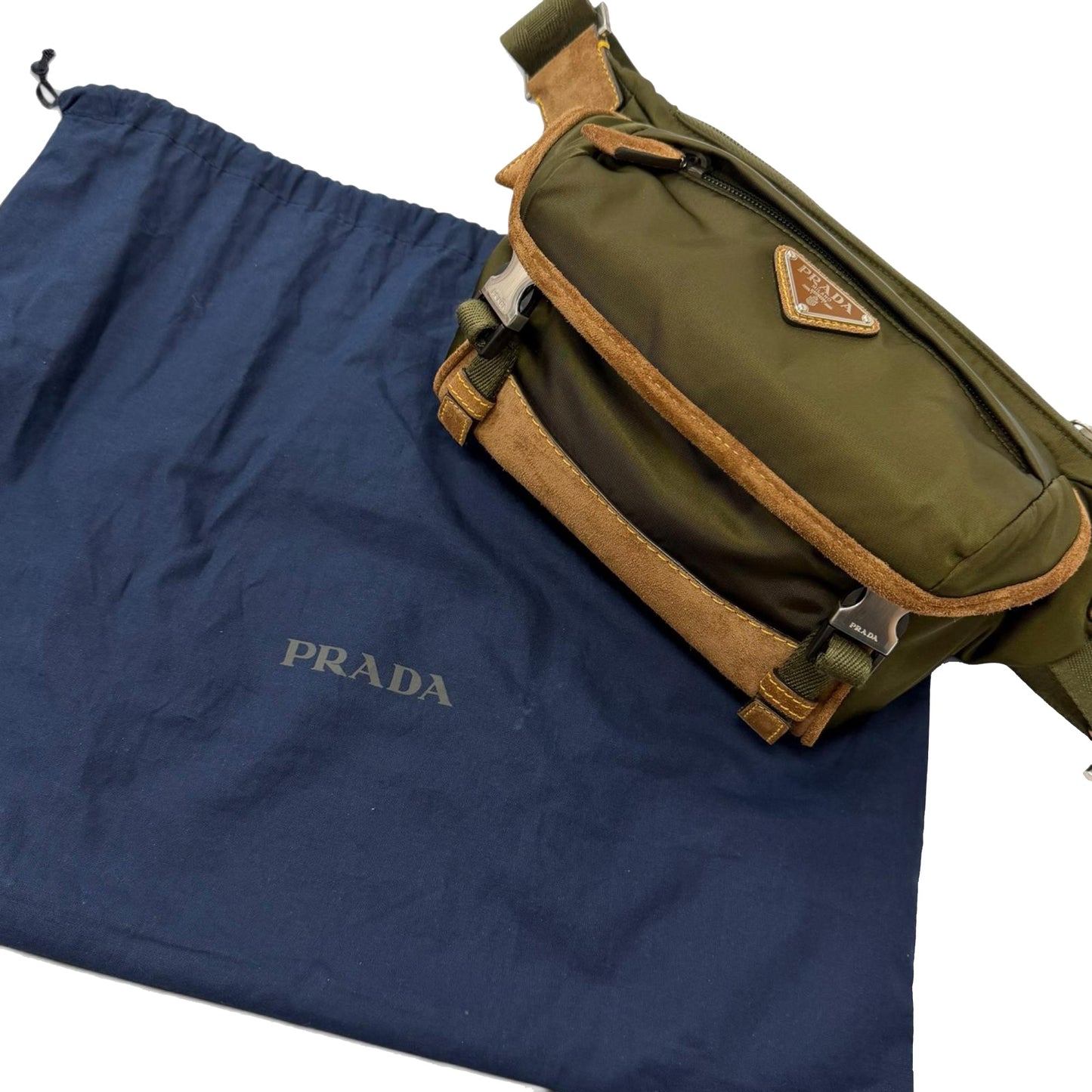 Prada Suede Trimmed Re Nylon Messenger Bag