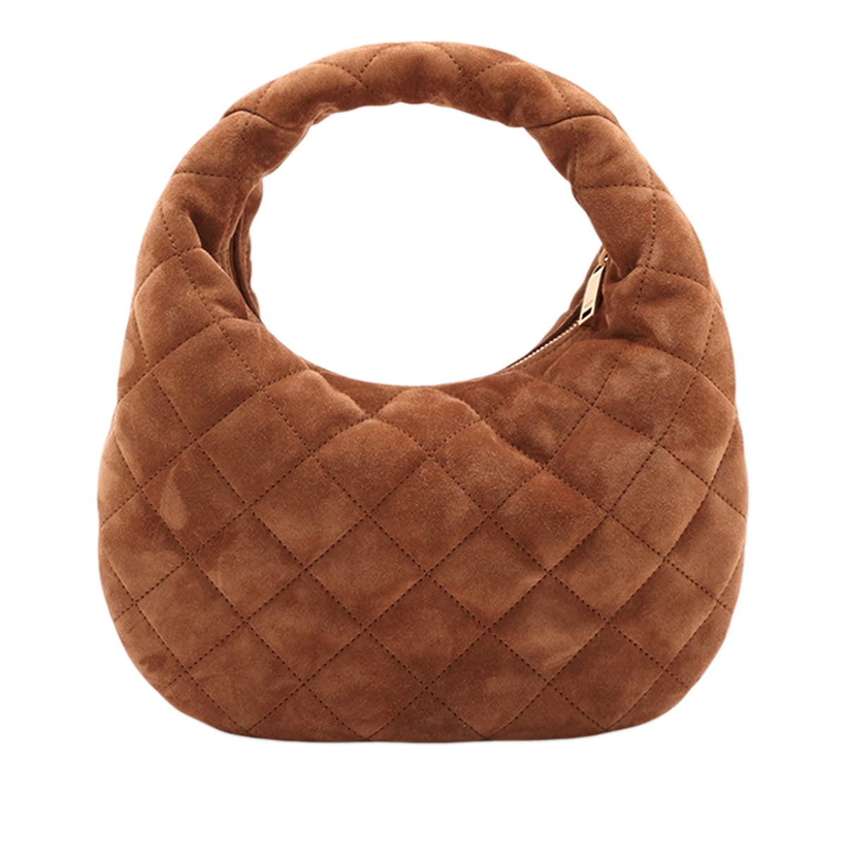 Saint Laurent Quilted Suede Monogram Icare Hobo — Brown